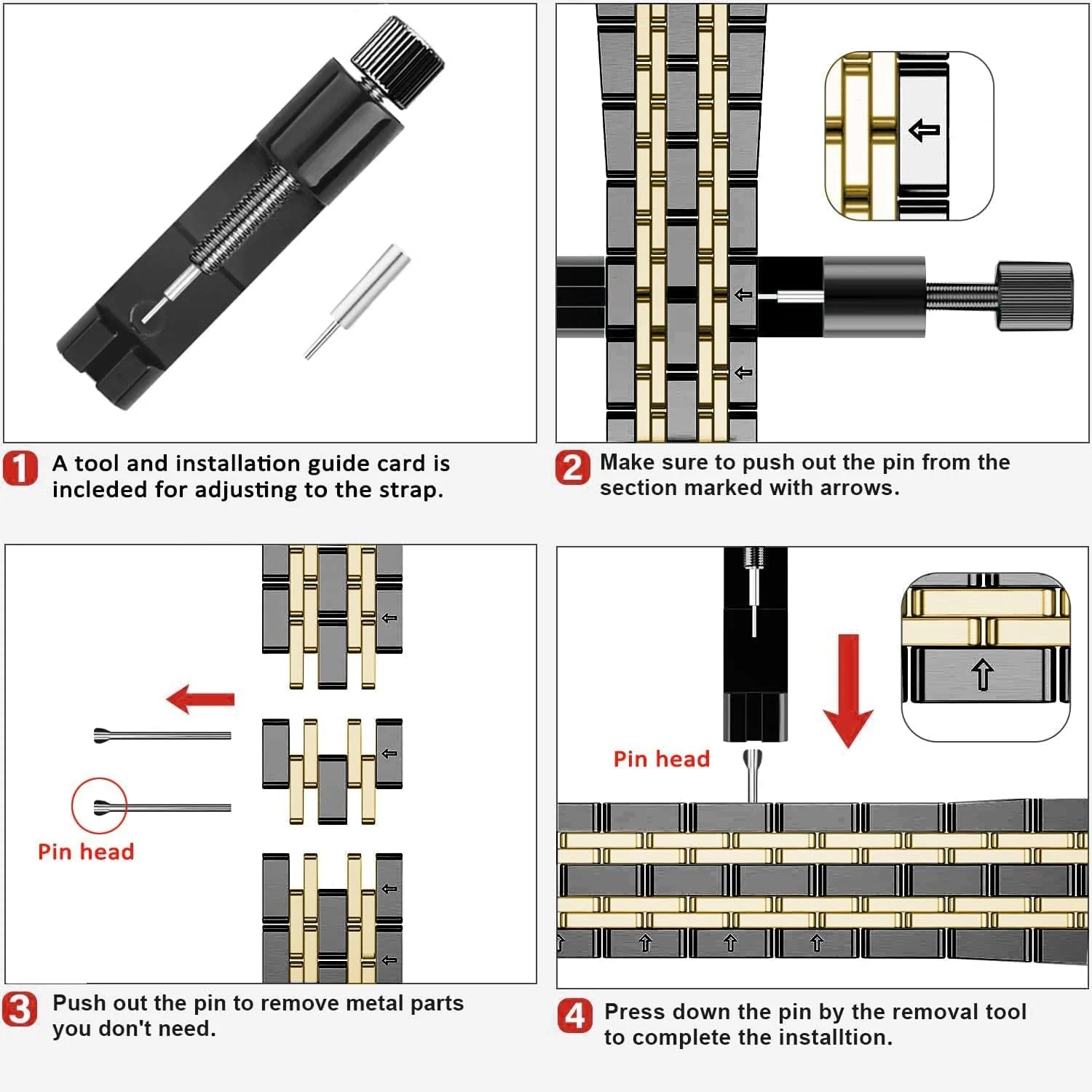 DL3 MOBILAK Band For Apple Watch Ultra Band 49mm 45mm 44mm 42mm 41mm 40mm 38mm, Metal Stainless Steel Strap for Apple Watch Series 8 Ultra 7 6 5 4 3 2 1 Se (42MM/44MM/45MM/49MM) - Black & Gold