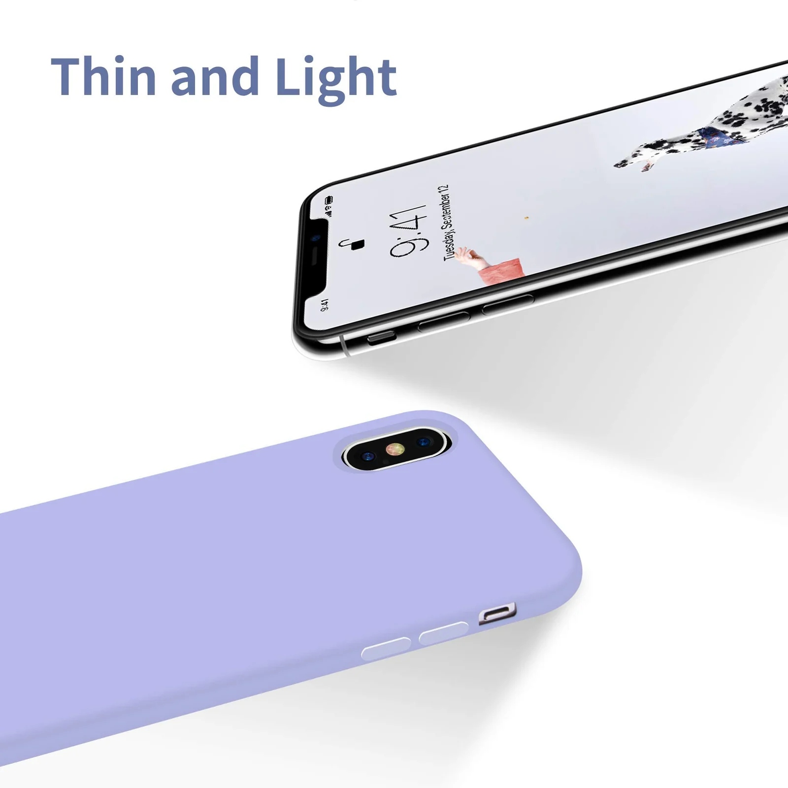 DL3 Mobilak Liquid Silicone Protective Case with Soft Microfiber Lining for iPhone XS Max - Light Purple