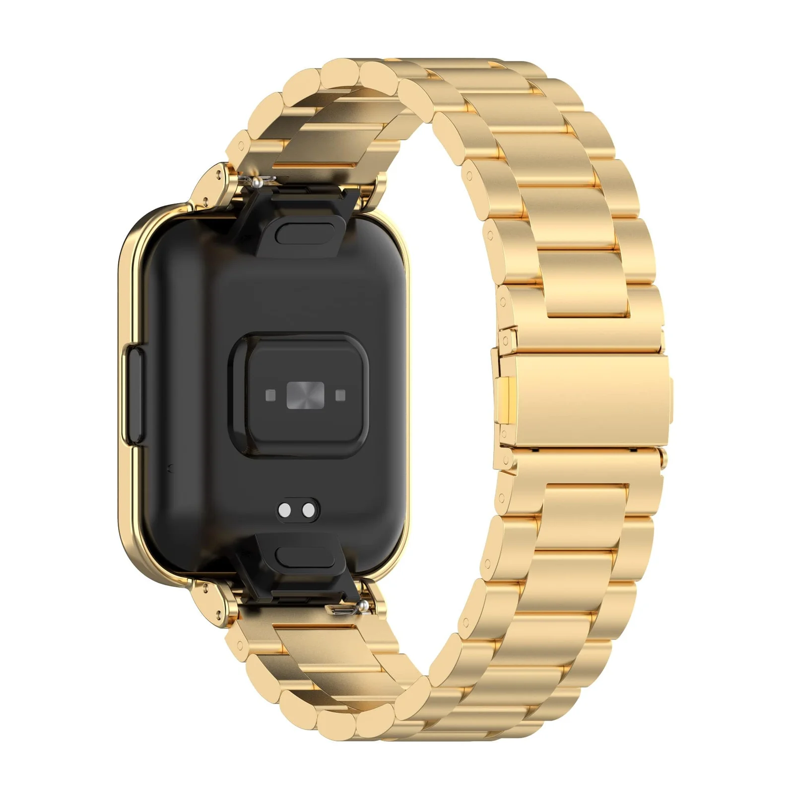 DL3 MOBILAK Adjustable Stainless-Steel Watch Strap with Case for Xiaomi Redmi Watch 2 Lite and Poco Watch and Horloge 2 - Gold