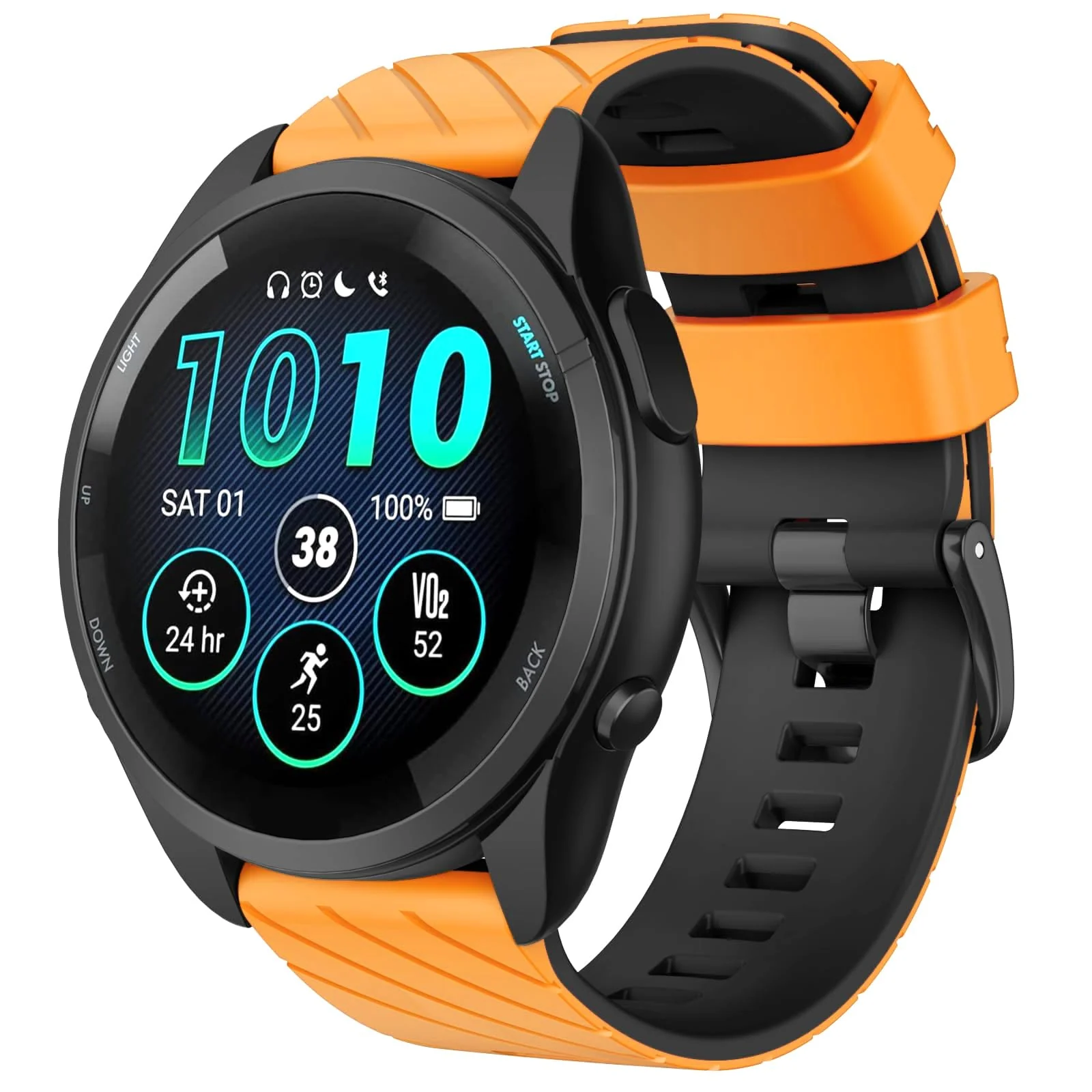 DL3 Mobilak Silicone Sport Band 22MM Strap For Xiaomi Redmi Watch 5 Active/5 Lite/Samsung Galaxy Watch 3 45mm/Watch 46mm/Gear S3/Huawei watch GT5 GT4 GT3 GT2 GT 46MM/GT2E/GT3 Pro/GT 5 Pro - Orange/black