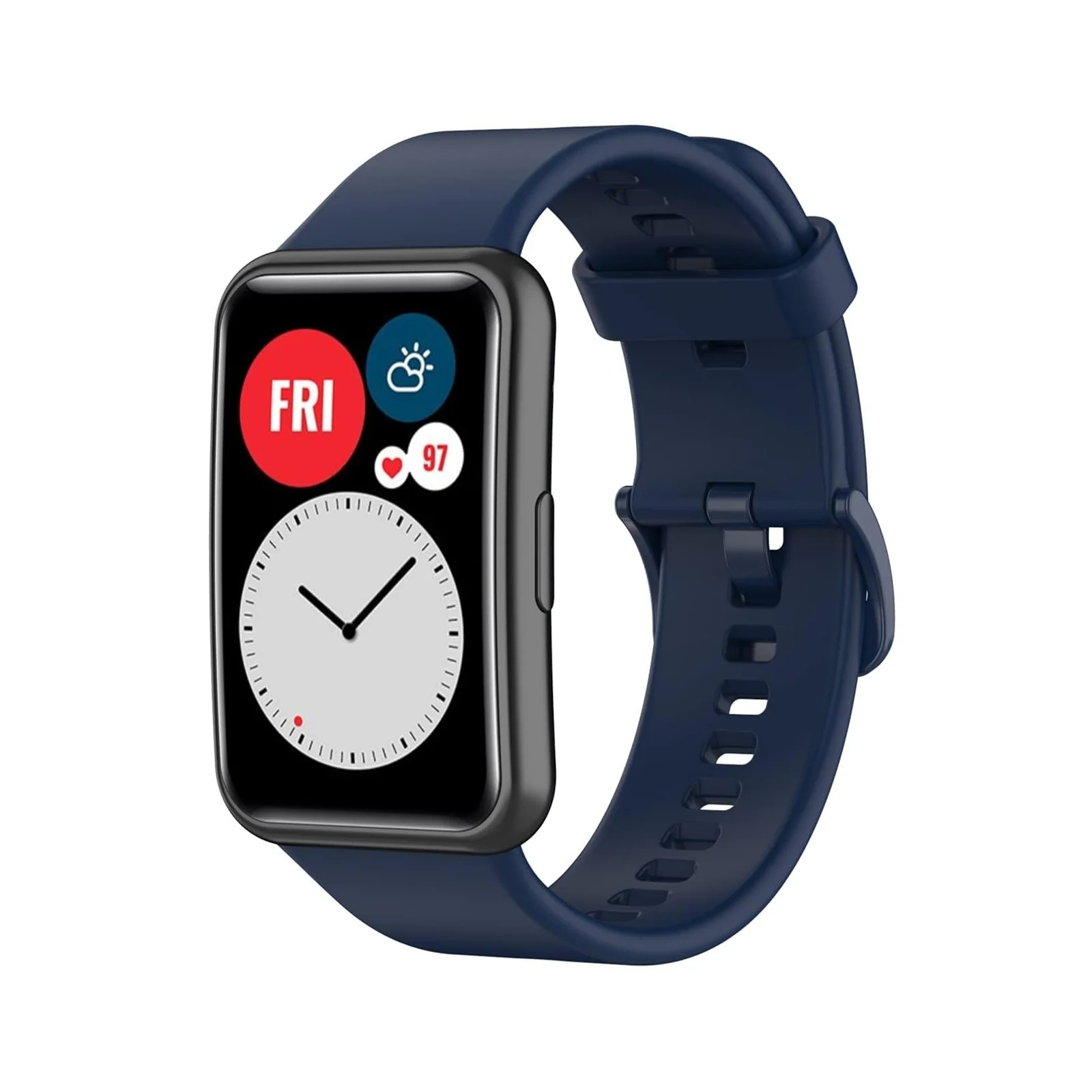 DL3 Mobilak Silicone Strap for Huawei Watch Fit, Soft Band Ultra-Light Waterproof Durable Adjustable Replacement Wristband - Dark Blue