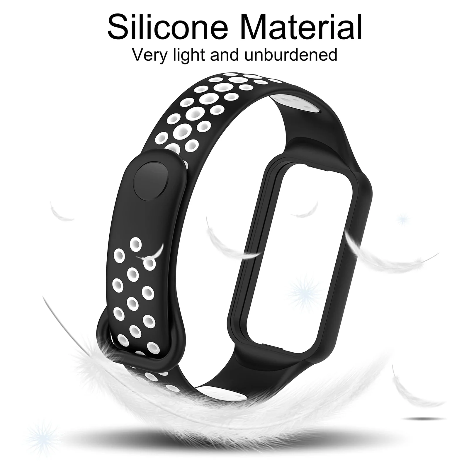 DL3 Mobilak Smart Watch Strap for Xiaomi Redmi Band 2, Sport Silicone Watch Band Wrist Strap, Replacement Bracelet Wristband Wrist Strap for Xiaomi Redmi Smart Band2 Accessories - Black White