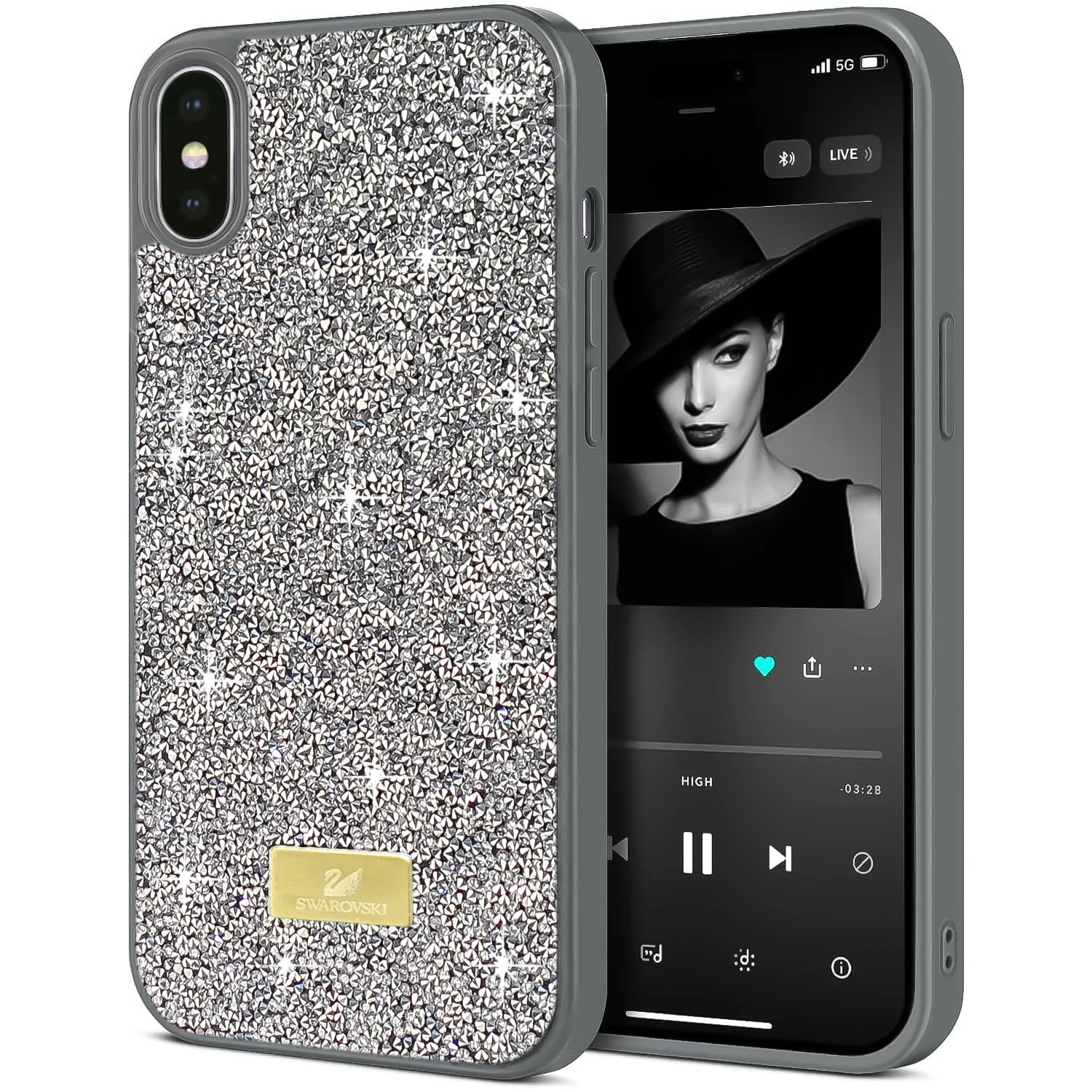 Case For iPhone XS Max Case Glitter, Sparkle Diamond Crystal Bling Case with Bling, Ultra Thin Lightweight Full Body Shockproof Anti-Scratch Protective Cover - Black