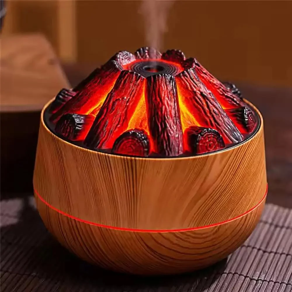 Mobigon Wood Cool Mist Ultrasonic Humidifier for Room Moisture, Aroma Diffuser for Home, 300ml Essential Oil Diffuser with 7 Colorful Night Light, Auto Shut-Off, Home, Office, car - A.Light Brown