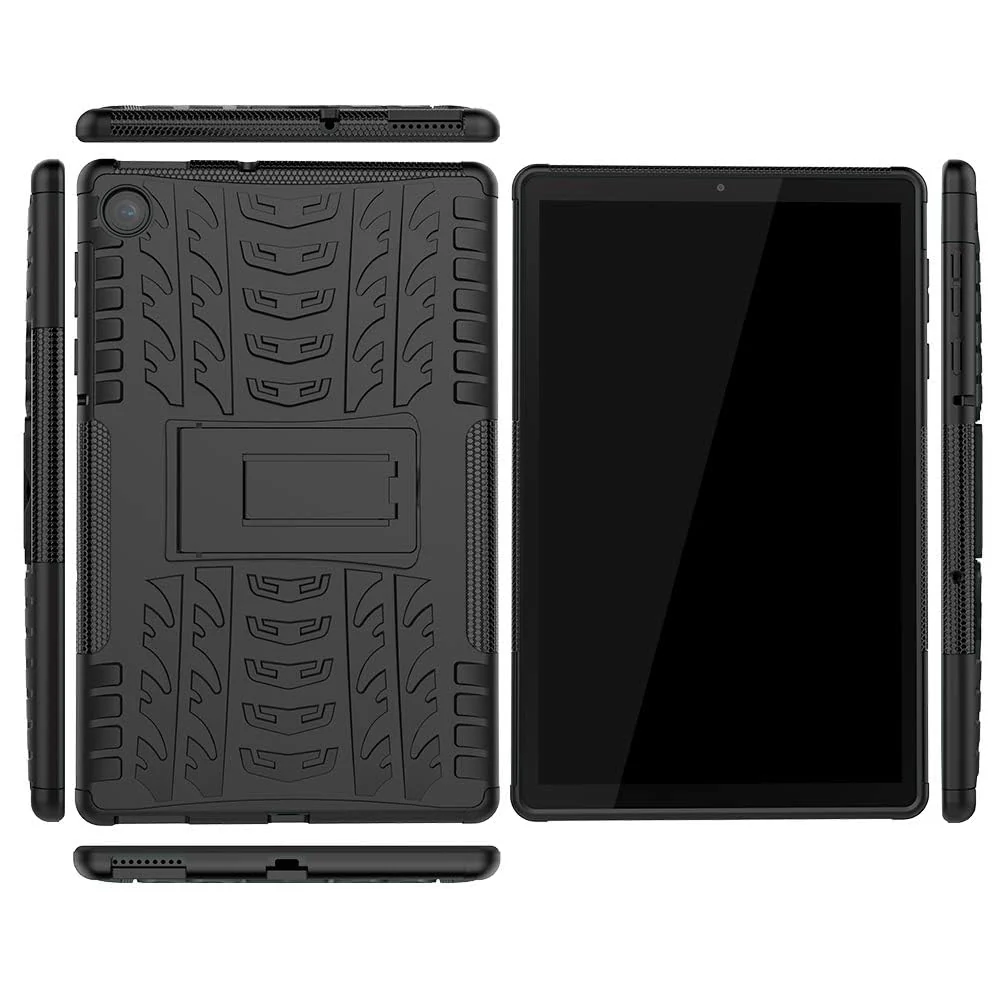DL3 Mobilak Case for Lenovo Tab M10 10.1 inch 2nd Gen 2020 (TB-X306, TB-X306F, TB-X306X), Hybrid Rugged Armor Heavy Duty 2 in 1 TPU + PC Combo Dual Layer Shockproof Case with Kickstand - Black