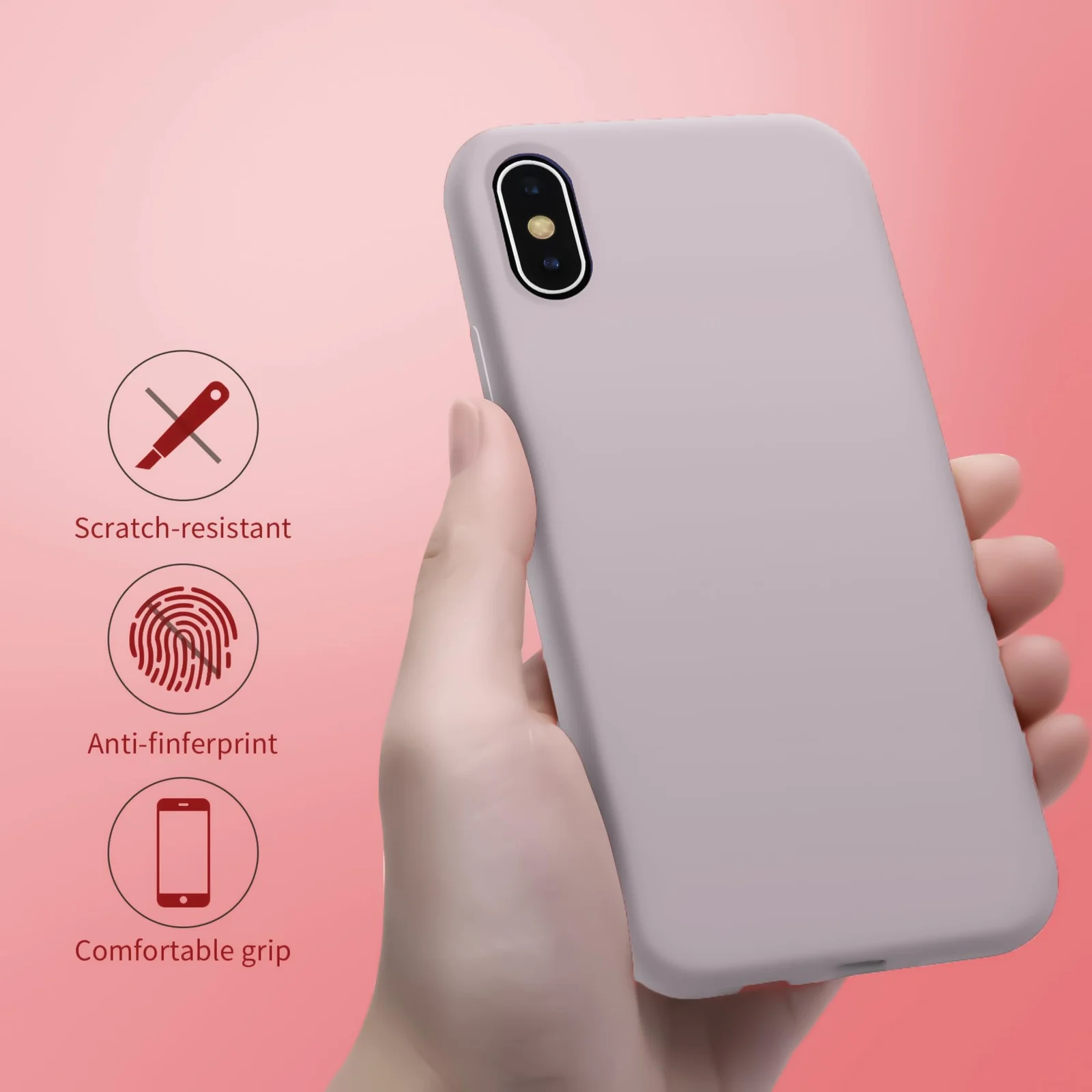 DL3 Mobilak Liquid Silicone Case for iPhone XS Max, Shock-absorbing protection, Scratch-resistant surface, Soft microfiber lining - Lavender Pink