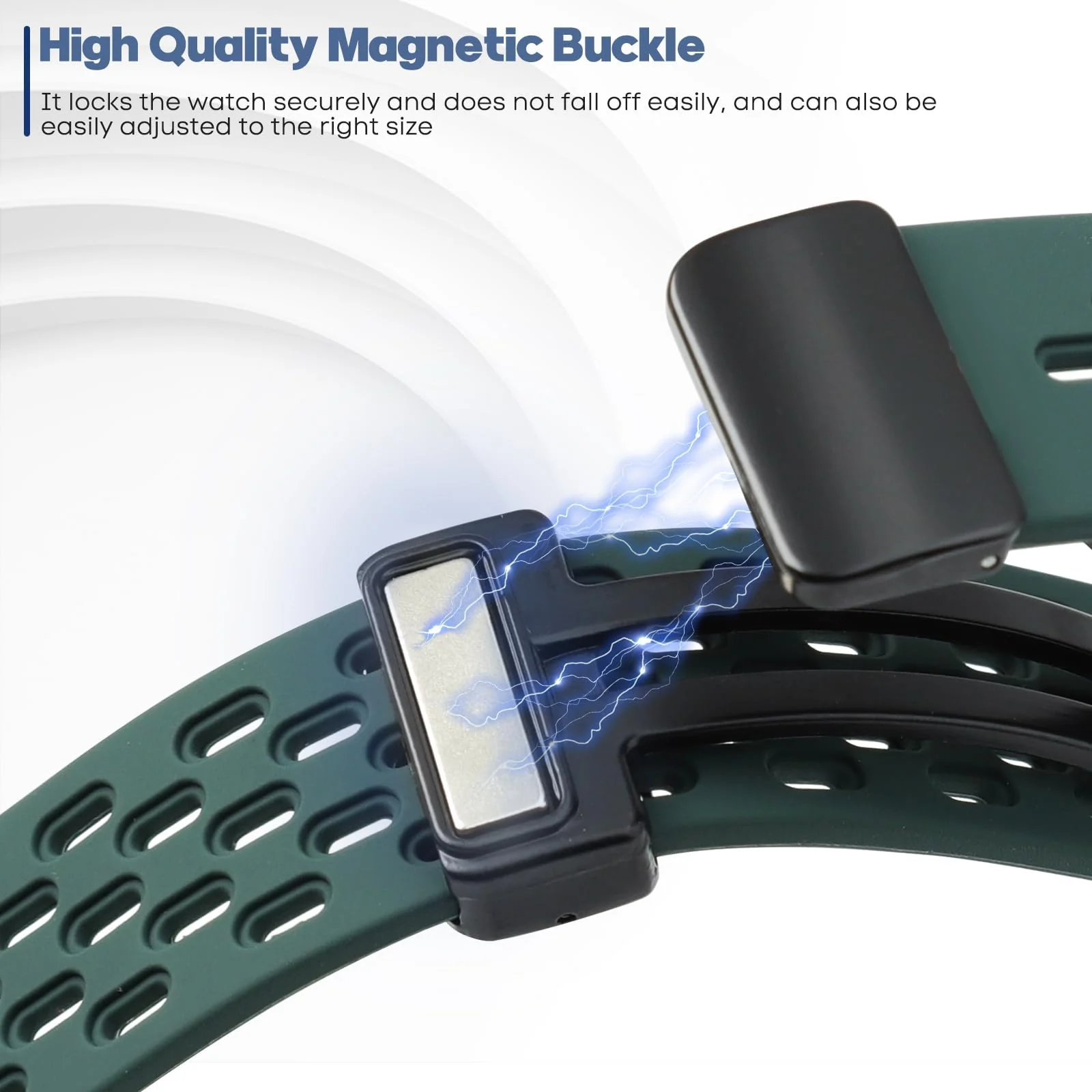 DL3 Mobilak Silicone Strap Compatible with Huawei Watch Fit 3/Fit 4/Fit 4 Pro Magnetic Metal Buckle Sport Silicone Breathable Strap for Men Women Band Quick Release Soft Replacment Wristband - Pine Green