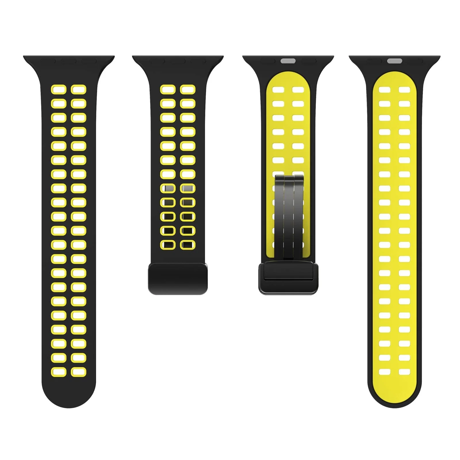 DL3 Mobilak Compatible with Apple Watch Ultra Band 49mm 45mm 44mm 42mm 41mm 40mm 38mm, Silicone Strap with Magnetic for iWatch Ultra SE Series 9 8 7 6 5 4 3 2 1 (42mm/44mm/45mm/49mm) - Black Yellow