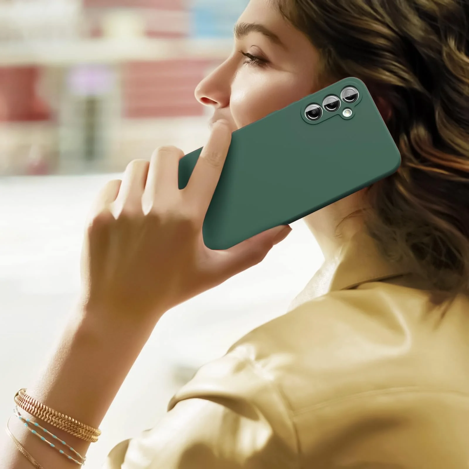 DL3 Mobilak Samsung Galaxy A55 Case, Soft Flexible Liquid Silicone Gel Rubber Bumper Cover, Full Body Shockproof Protective Phone Case - Green