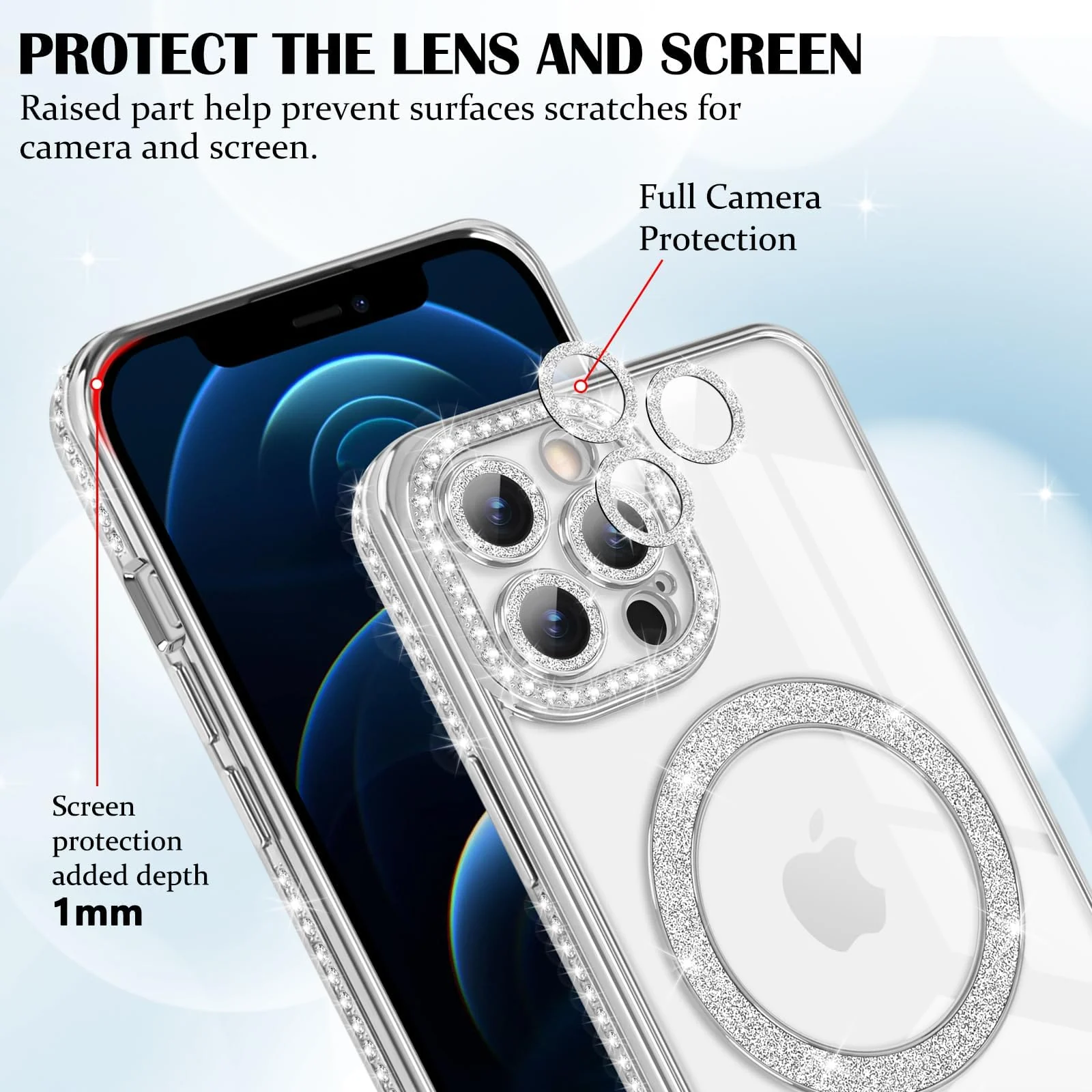 DL3 Mobilak MagSafe-Compatible Magnetic Case for iPhone 12 Pro Max with Camera Protection and Magnetic Car-Mount Support - Silver