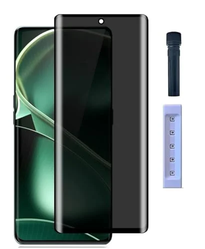 DL3 Mobilak Screen Protector for OnePlus 12 UV Glass Fingerprint Reader Support 3D Curved Anti-Spy Tempered Glass Screen Protector - Privacy