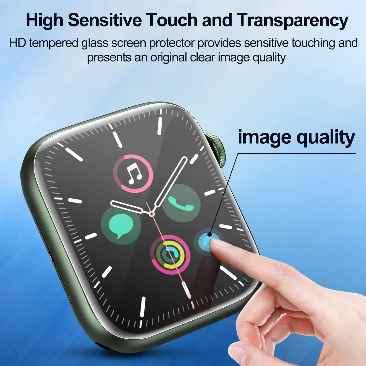 DL3 Mobilak for Apple Watch Series 9/8/7 Screen Protector 45mm, 9H Tempered Glass Bubble Free Waterproof Infinite HD Shield for Apple Watch 7/8/9 45mm (2022) - Clear