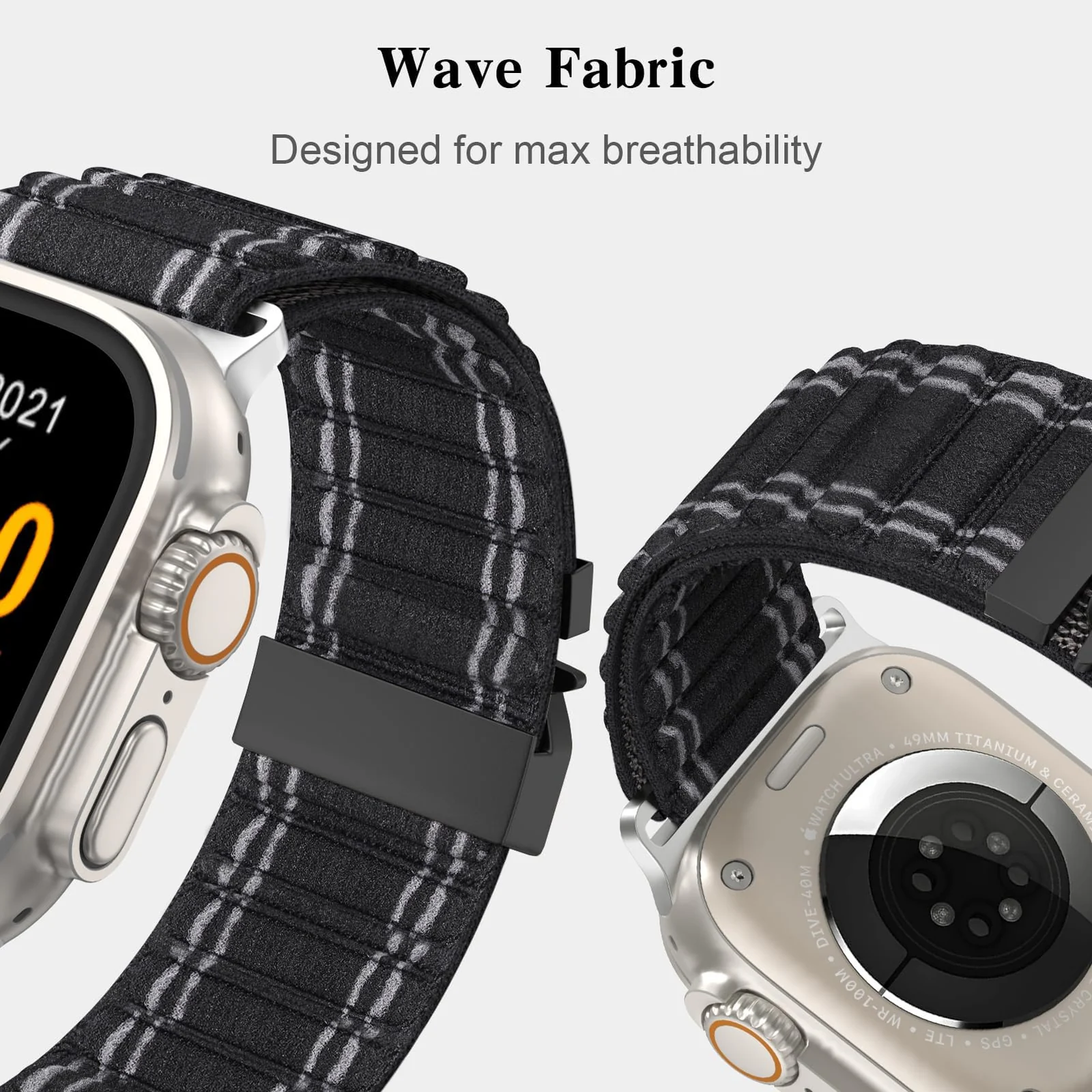 DL3 Mobilak Stretchy Nylon Strap for Apple Watch Ultra 3 2 1 Strap 49mm 46mm 45mm 44mm 42mm iWatch Straps for Men Women, Parachute Clasp Elastic Sport Band for Apple Watch Series 11 10 9 8 7 6 5 4 3 SE/2 - A-black