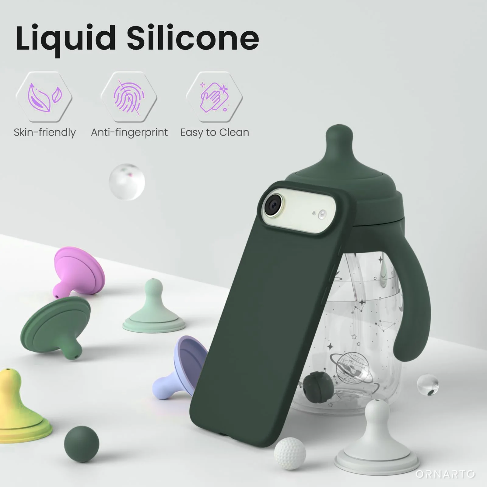 DL3 Mobilak Liquid Silicone Protective Case for iPhone 17 Air 6.5-Inch with Microfiber Lining and Shockproof Design - Green