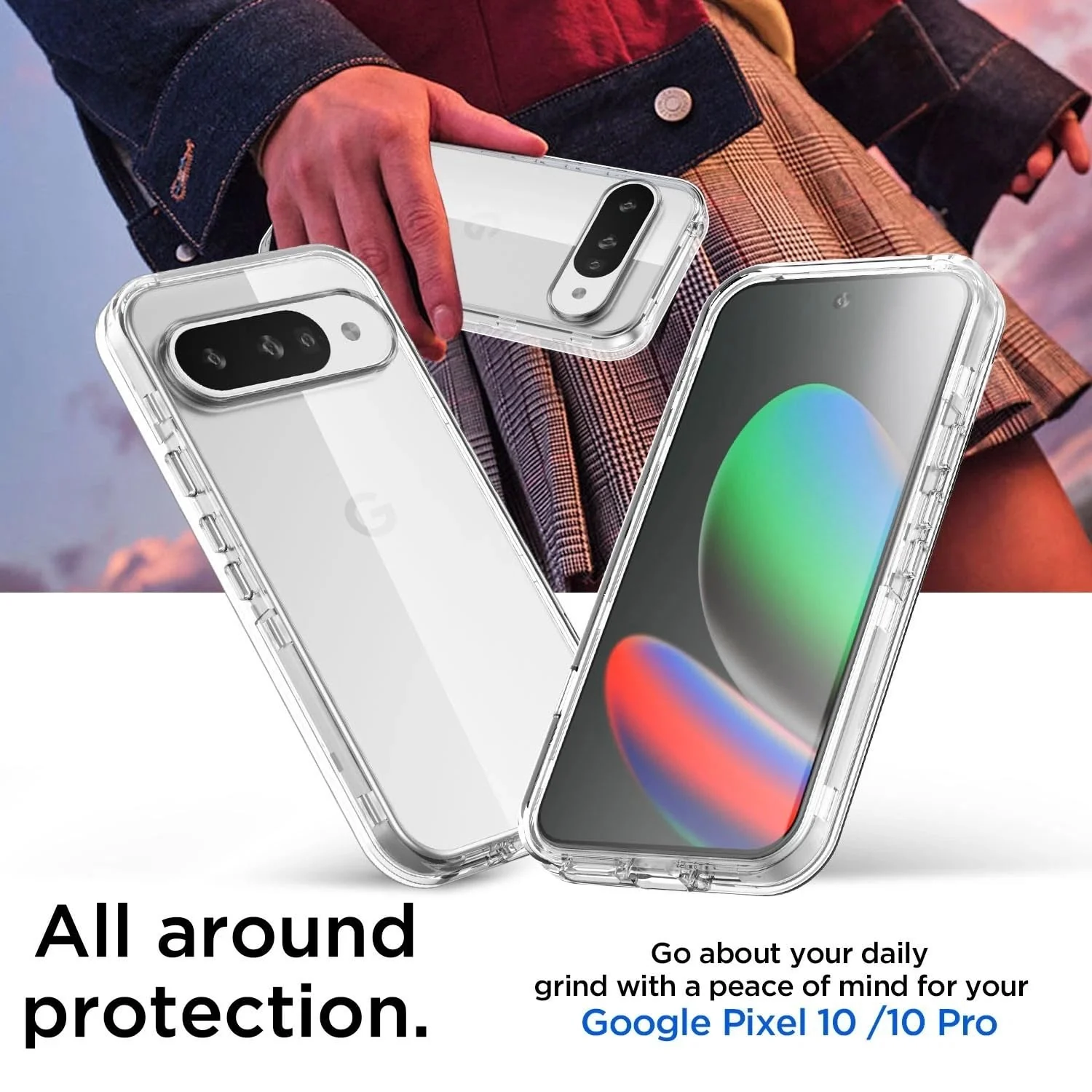 DL3 Mobilak Case Compatible with Google Pixel 10 / Google Pixel 10 Pro Case Crystal Soft TPU Gel Case Flexible Silicone Anti-Scratch Camera Protection TPU Cover - Clear