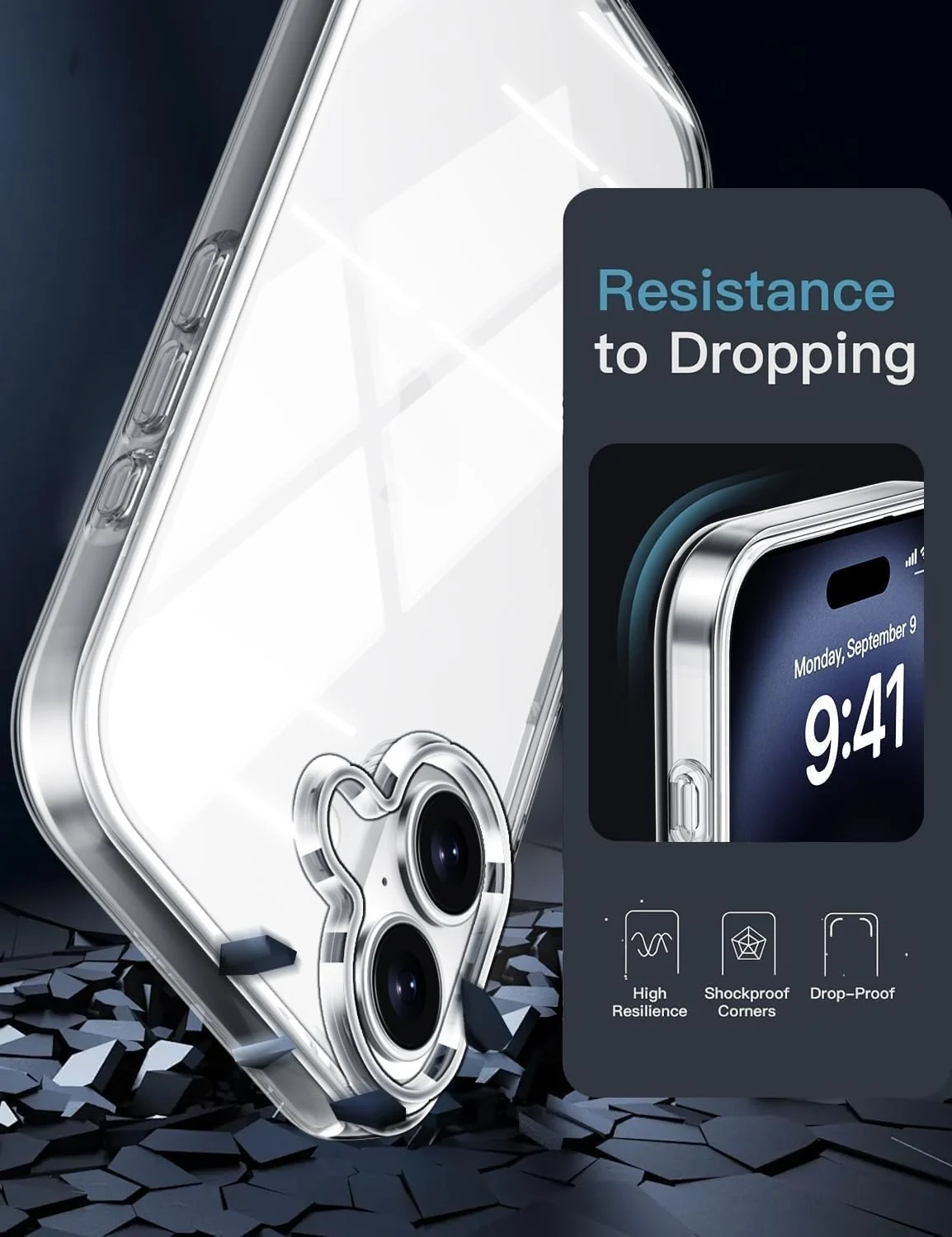 DL3 Mobilak Case Compatible with iPhone 17 Case Crystal Soft TPU Gel Case Flexible Silicone Anti-Scratch TPU Cover - Clear