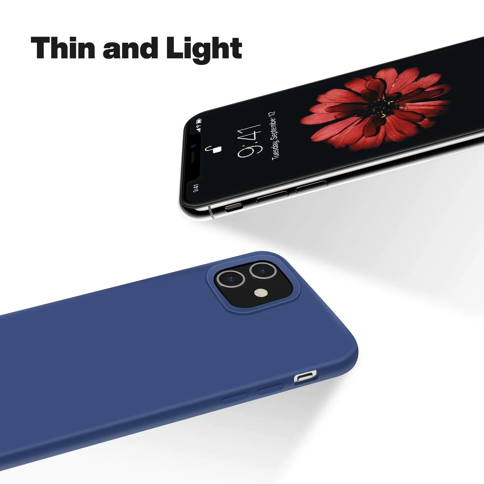 DL3 Mobilak Liquid Silicone Case for iPhone 12 / 12 Pro (6.1 Inch), Shock-absorbing protection, Scratch-resistant surface, Soft microfiber lining - Blue