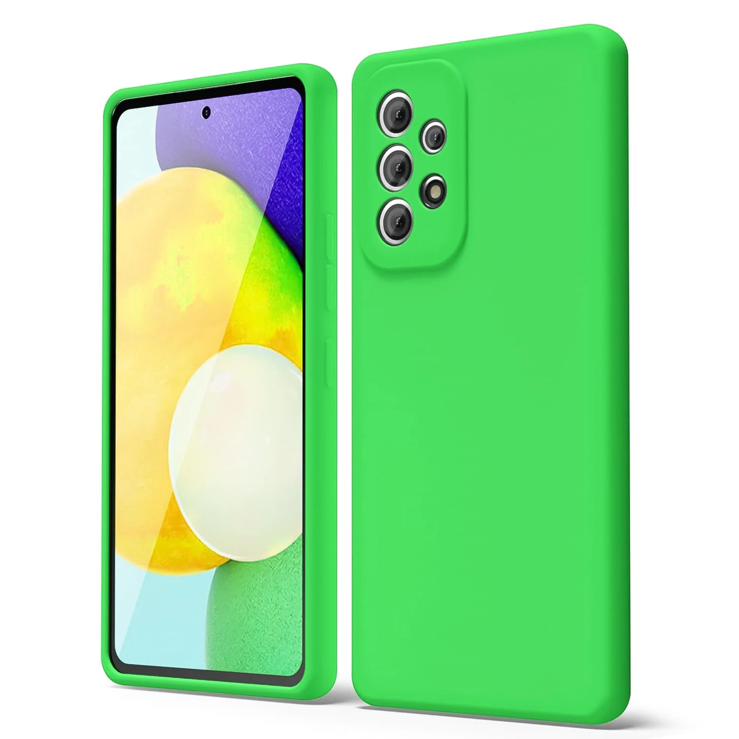 DL3 Mobilak Soft Silicone Protective Case for Samsung Galaxy A72 with Microfiber Lining and Shockproof Design - Neon Green