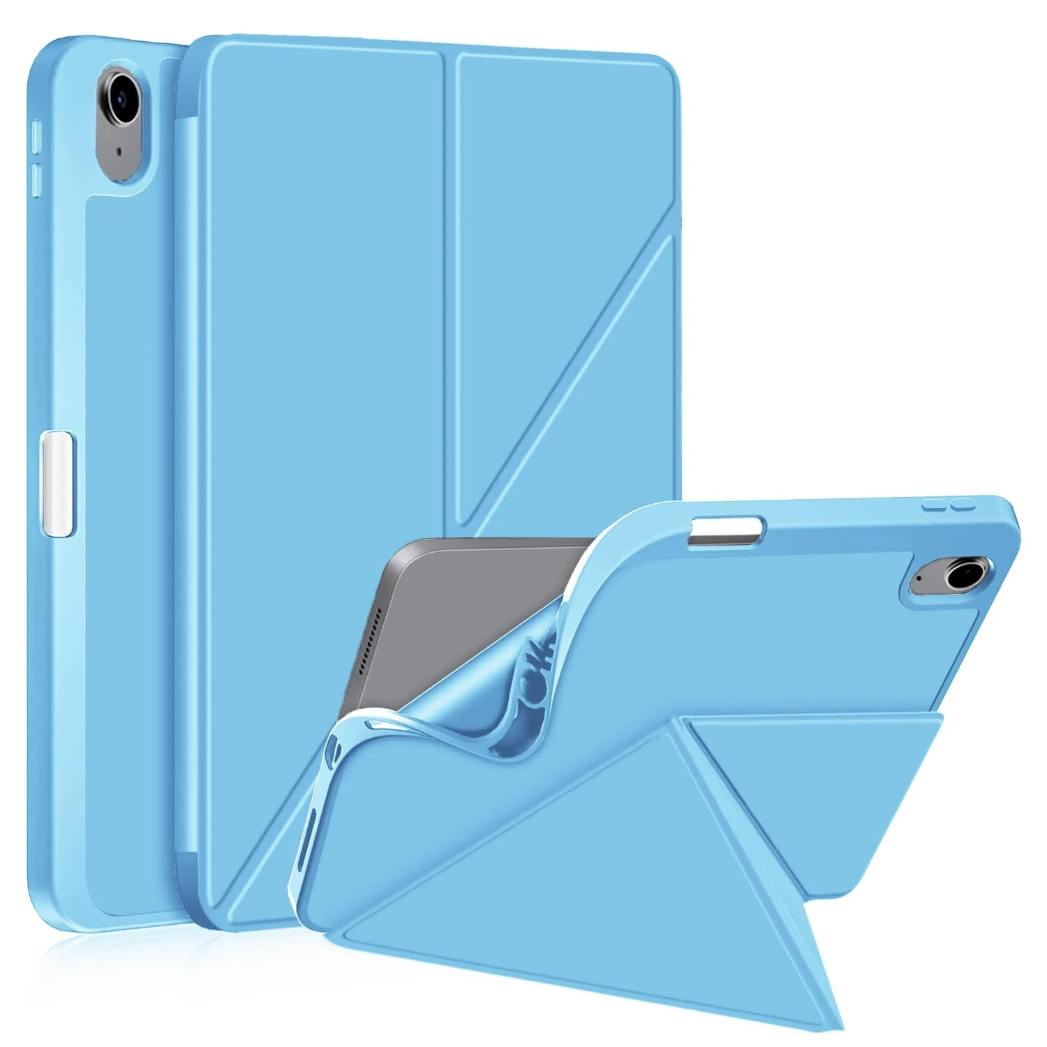 DL3 Mobilak Compatible with iPad Air 5/4 (2022/2020 5th/4th Generation 10.9-Inch) Case, Smart Stand, Pencil Holder, Shockproof Slim Lightweight Leather Cover, Modern Abstract Design - Sky Blue