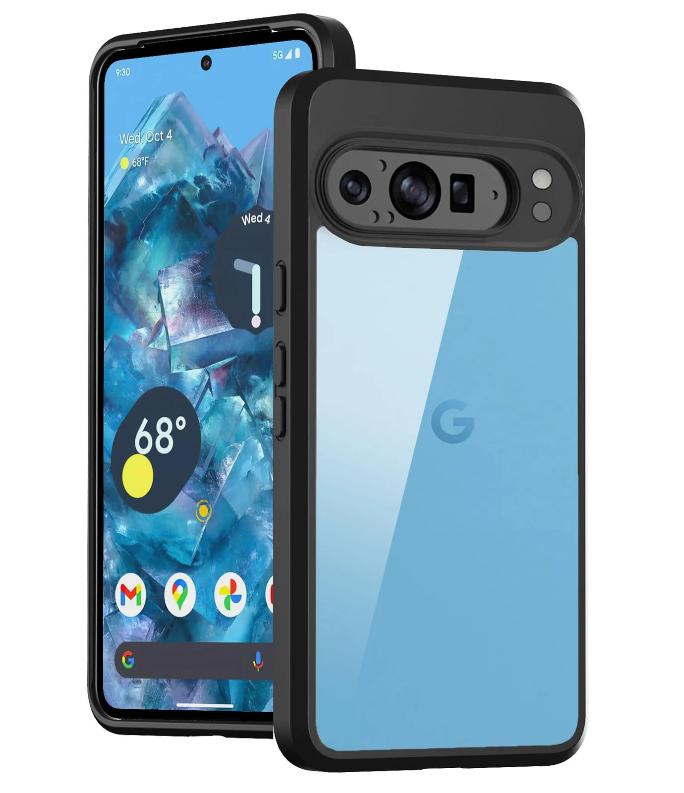 DL3 Mobilak Clear PC and TPU Protective Case for Google Pixel 9 with Camera Protection and Military-Grade Protection - Black