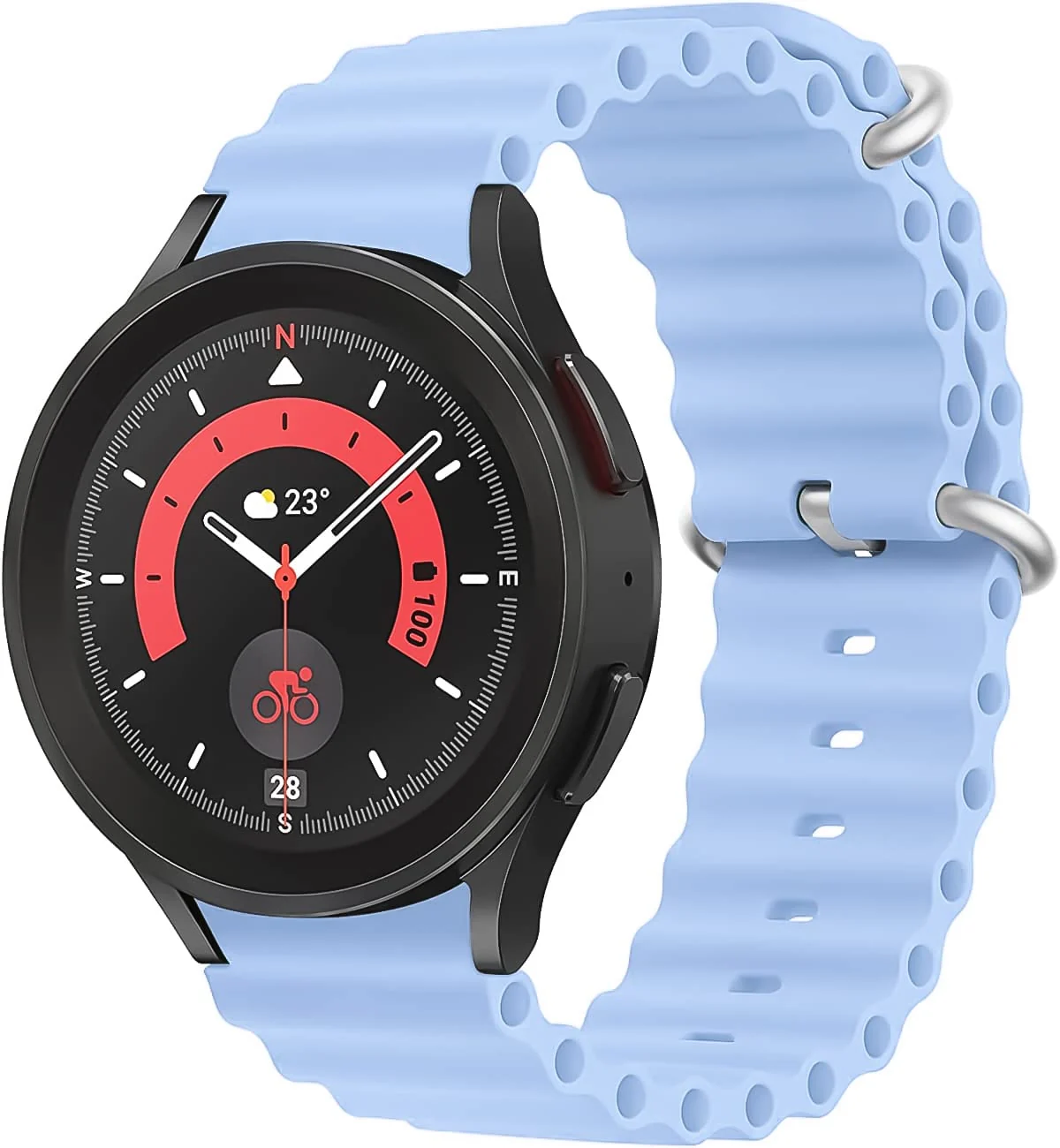 DL3 Mobilak Ocean Bands Silicone 20MM Strap For Samsung Galaxy Watch 7 6 5 4 40mm 44mm/5 Pro 45mm/S2 classic/active 2 40mm 44mm/Amazfi GTS 2/2e/GTS 3/3 Pro/GTS 4/GTS 2 Mini/3 Mini/4 Mini/Bip 3 Pro - Sky Blue