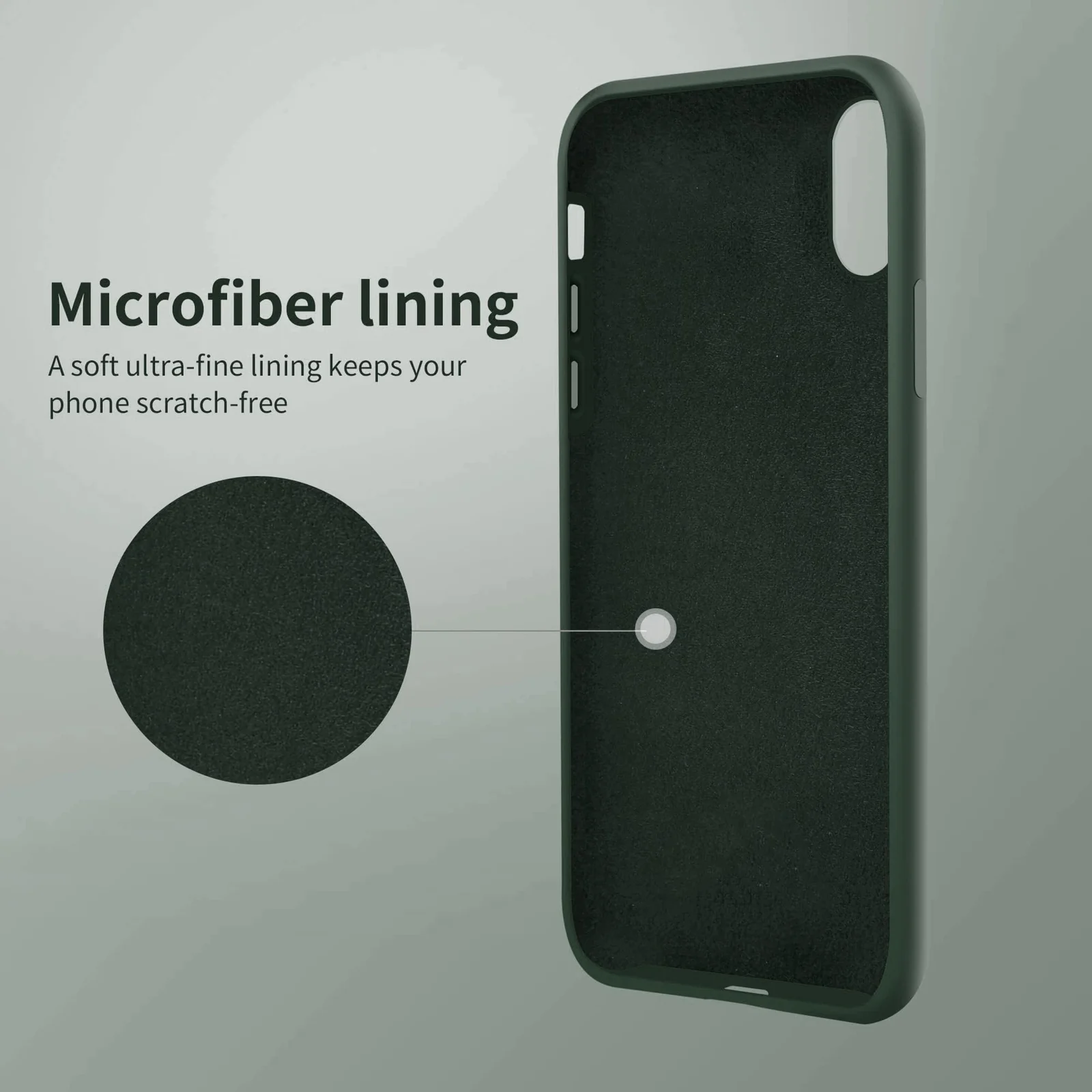 DL3 Mobilak Liquid Silicone Protective Case for iPhone X / iPhone XS with Camera Protection and Microfiber Lining - Green