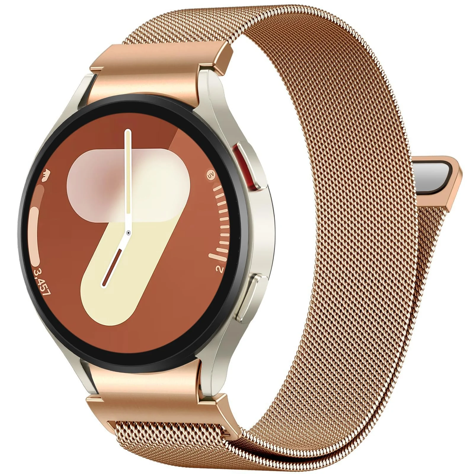 DL3 MOBILAK Milanese Magnetic Stainless-Steel Watch Strap for Samsung Galaxy Watch 4 and 4 Classic and 5 and 5 Pro and 6 and 6 Classic - Rose Gold