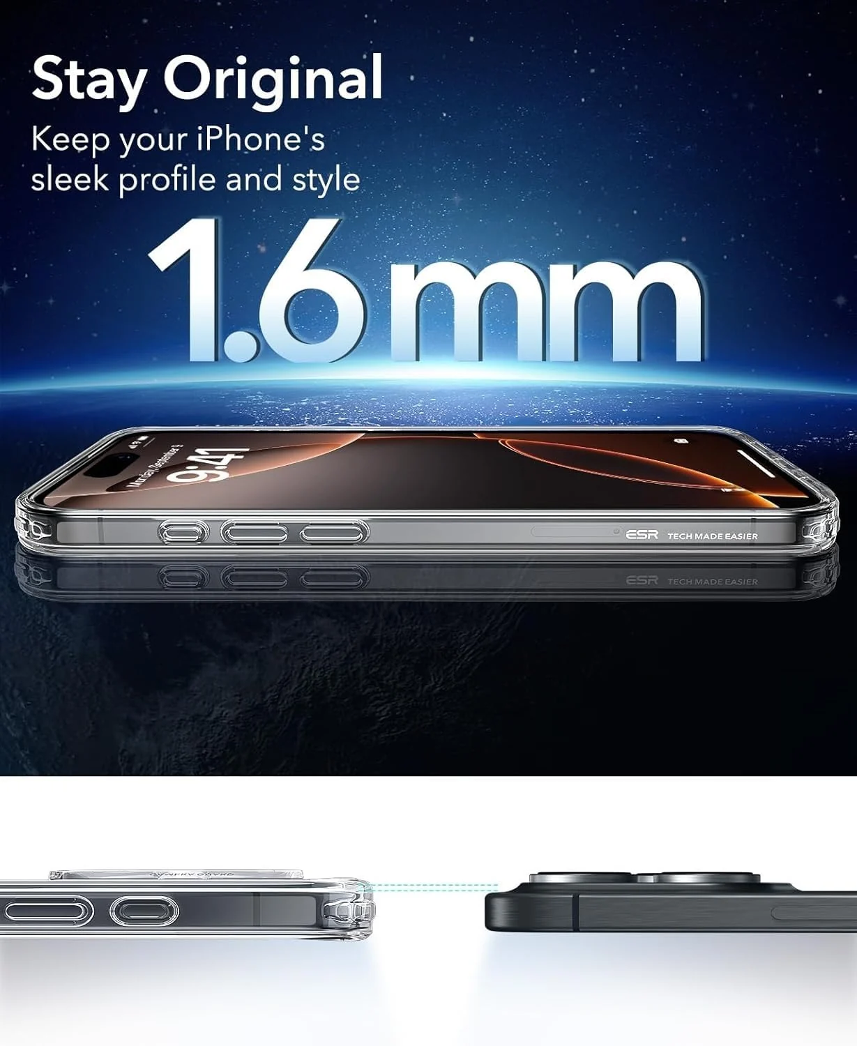 DL3 MOBILAK for iPhone 16 Pro Case Clear [Compatible with MagSafe] Slim Magnetic Clear Bumper Case
