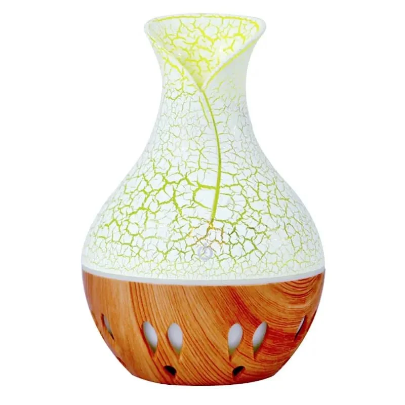 Mobigon Wood Cool Mist Ultrasonic Humidifier for Room Moisture, Aroma Diffuser for Home, 200ml Essential Oil Diffuser with 7 Colorful Night Light, Auto Shut-Off, Home, Office, car - D.Light Brown