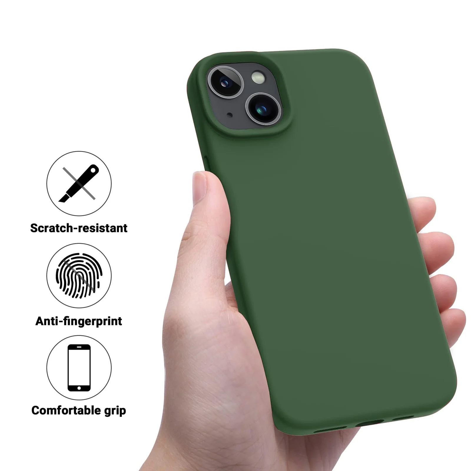 "DL3 Mobilak Liquid Silicone Protective Case for 𝐢𝐏𝐡𝐨𝐧𝐞 𝟏𝟓 𝐏𝐥𝐮𝐬, 𝐢𝐏𝐡𝐨𝐧𝐞 𝟏𝟒 𝐏𝐥𝐮𝐬 "" with Camera Protection and Microfiber Lining - B Green"