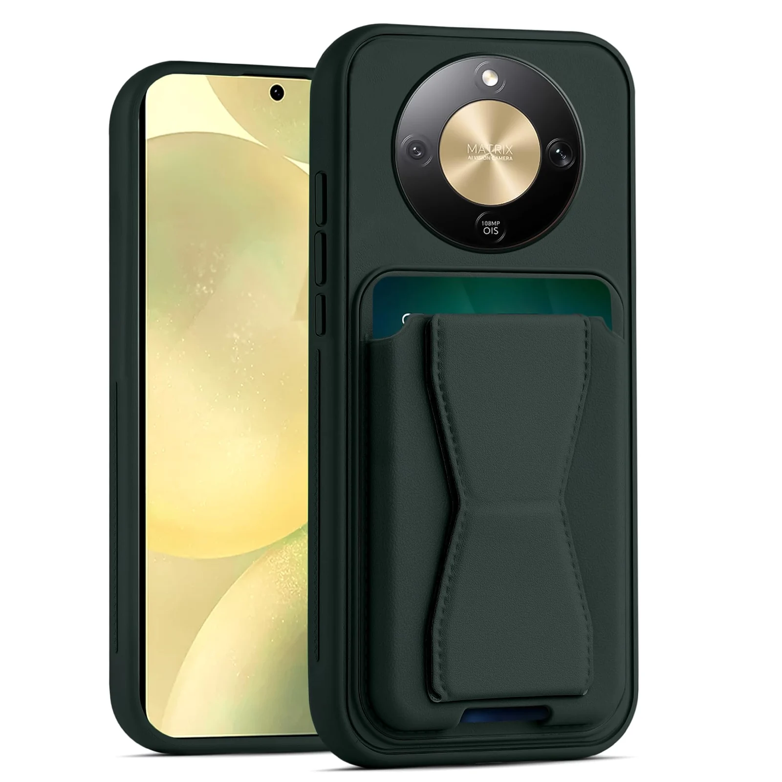 Dl3 Mobilak Leather Wallet Case Compatible with Honor X9b / Honor Magic 6 Lite, Leather Back Cover With TPU Frame, Shockproof Protective Phone Case with Card Holder Stand (Black)