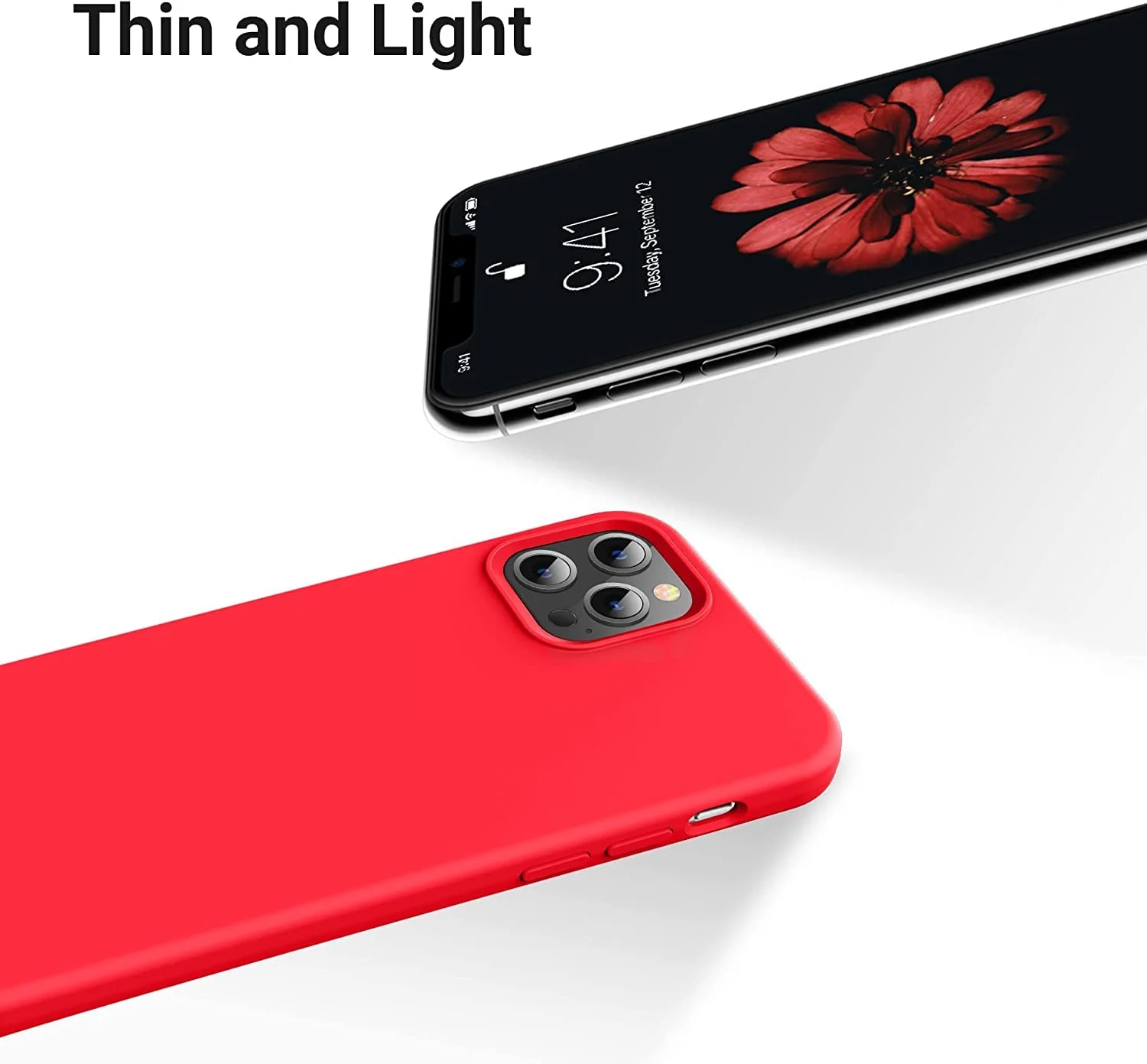 DL3 Mobilak Liquid Silicone Protective Case for iPhone 11 Pro (5.8 Inch) with Camera Protection and Microfiber Lining - Red