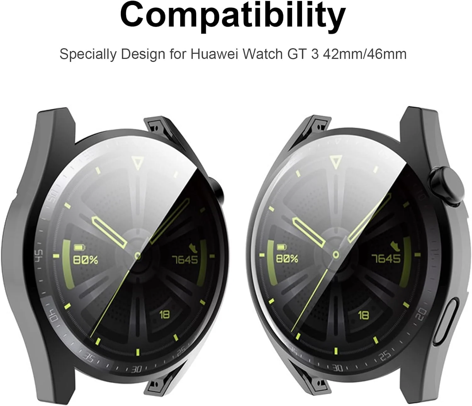DL3 Mobilak Case Compatible with Huawei Watch GT3 46mm Case All-Around Screen Protector Watch Soft TPU Shockproof Cover Slim Guard Thin Bumper Shell Protector - Black