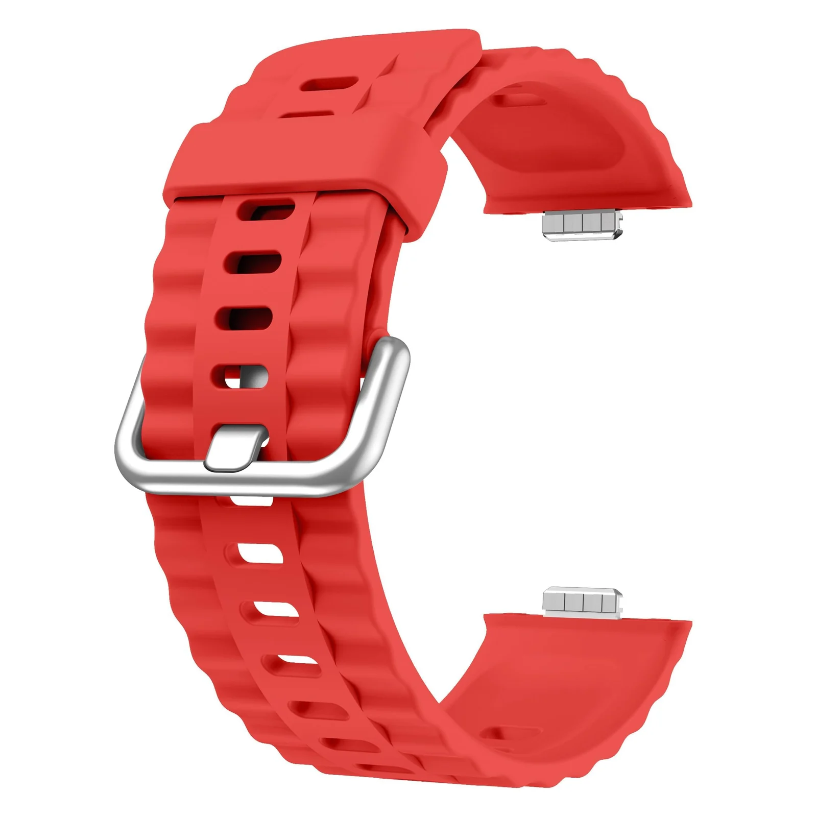 DL3 Mobilak Wavy Texture Sports Wristbands for Huawei Watch Fit 4/Fit 4 Pro/Fit 3 Strap, Breathable Silicone Wristband Strap Watch Strap Bracelet for Huawei Watch Fit 4 Pro/Fit4/3 - Red
