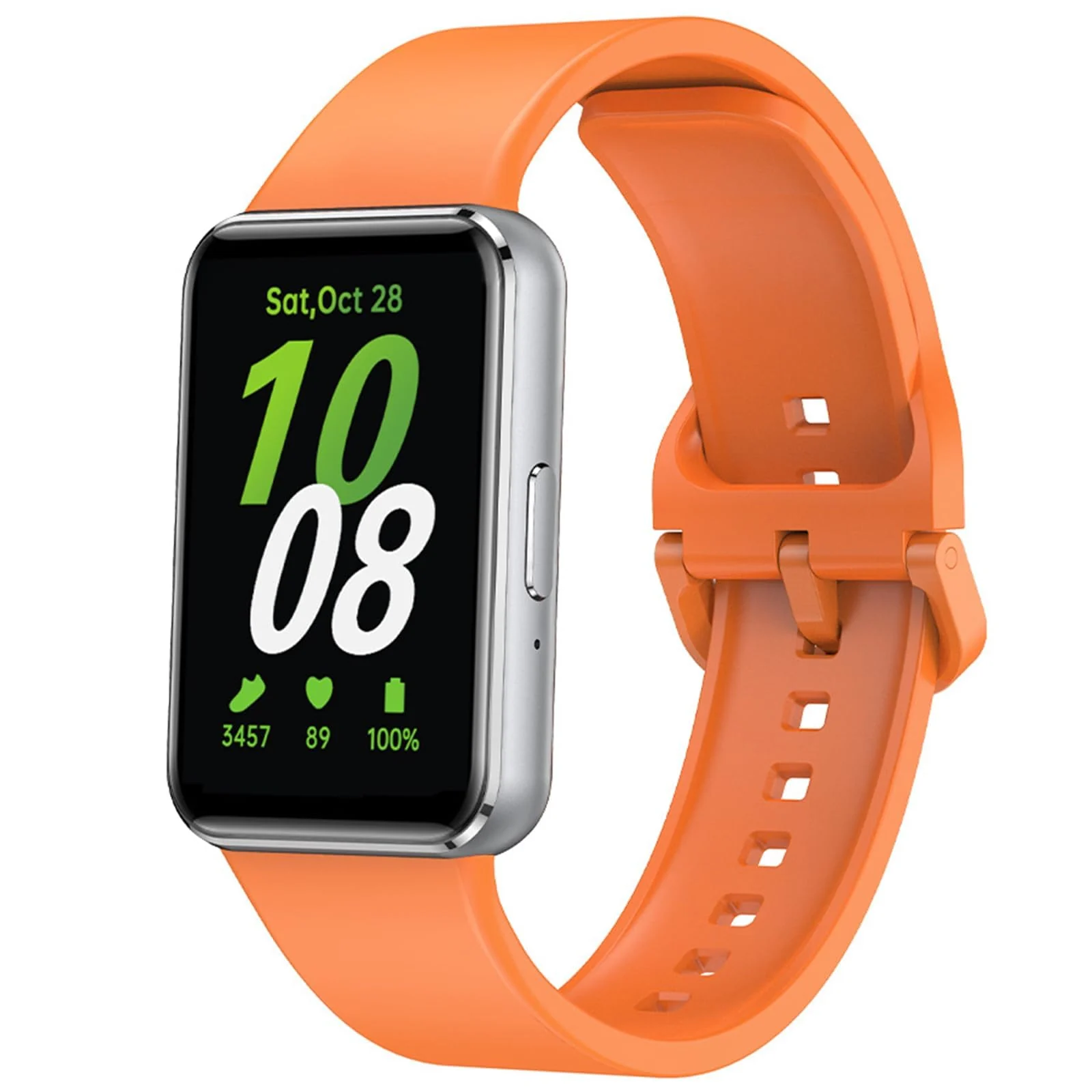 DL3 MOBILAK Silicone Bracelet for Samsung Galaxy Fit 3 Strap, Soft Silicone Sport Replacement Strap For Women/Men, Adjustable Waterproof Sports Band - Orange