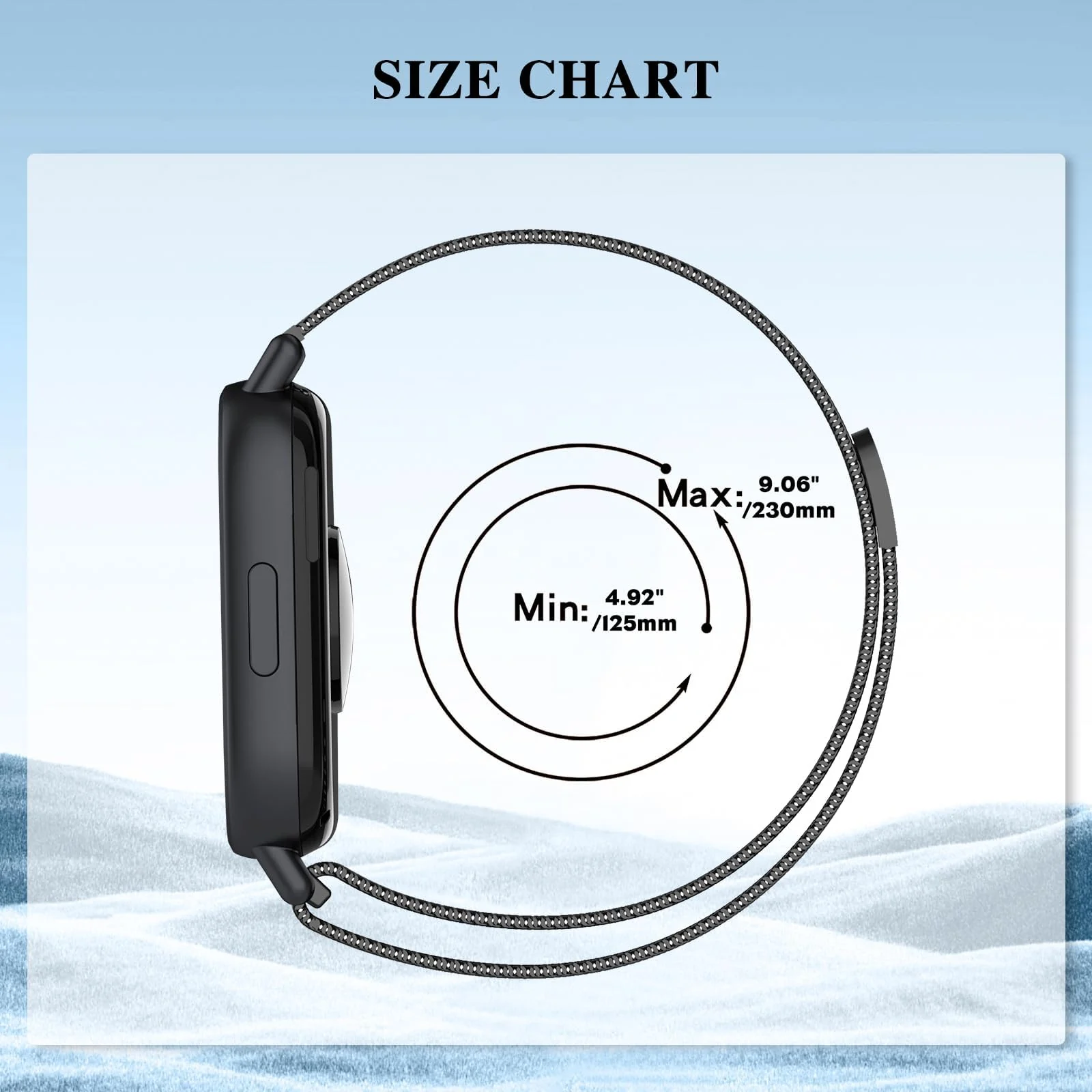 DL3 MOBILAK Milanese Magnetic Stainless-Steel Watch Strap for Xiaomi Redmi Watch 5 Lite and 5 Active - Black