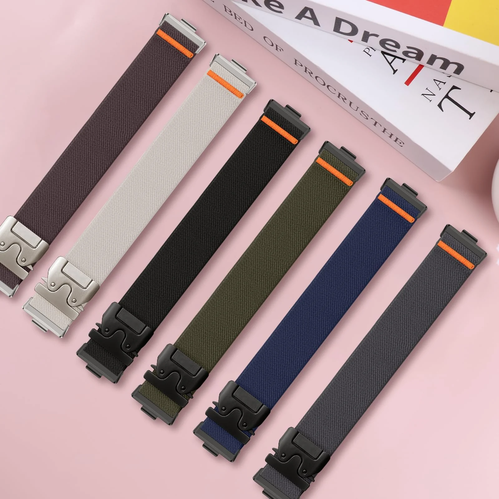 DL3 Mobilak Nylon Strap for Huawei Watch Fit 4/Fit 4 Pro/Fit 3, Men's and Women's, Stretchy Parachute buckle Strap, Sport Elastic Braided Replacement Band for Huawei Watch Fit 3/4/4 Pro - Smoke Purple
