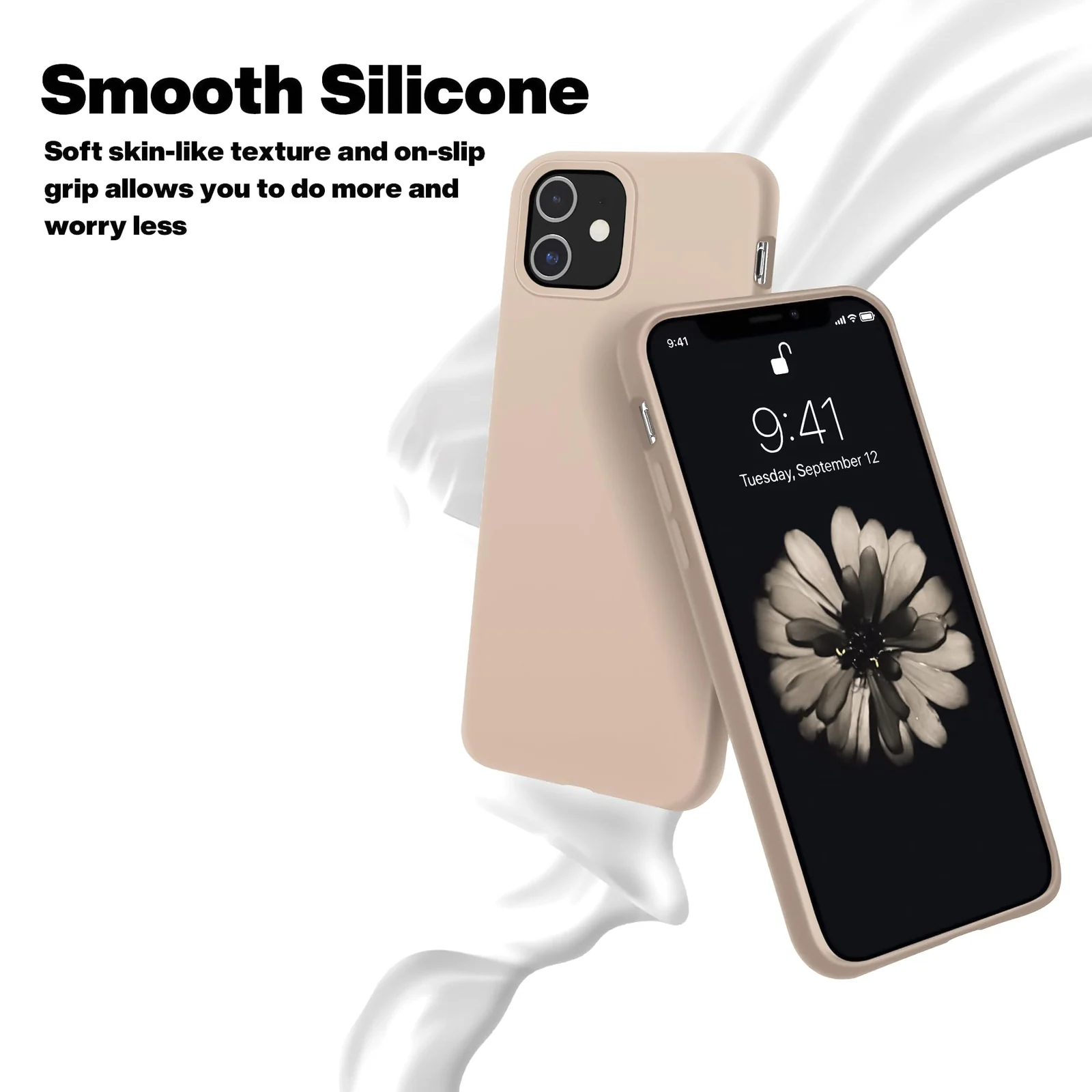 DL3 Mobilak Liquid Silicone Protective Case for iPhone 11 (6.1 Inch) with Camera Protection and Microfiber Lining - Light Cashmere