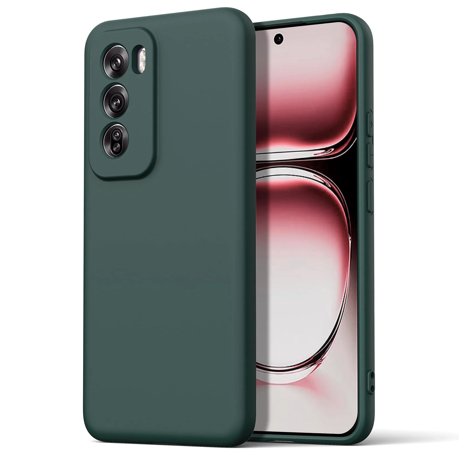 DL3 Mobilak Liquid Silicone Protective Case for OPPO Reno 12 5G with Camera Protection and Microfiber Lining - Green