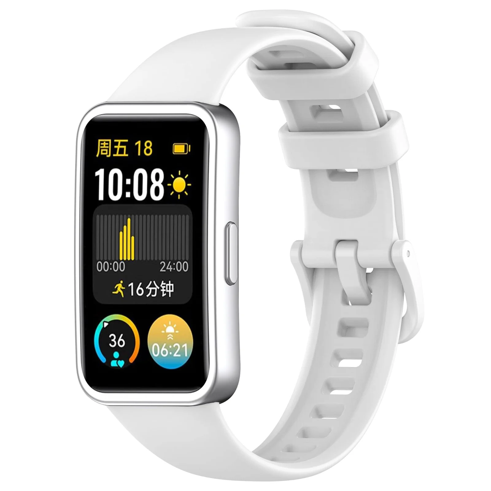 DL3 Mobilak Silicone Bracelet for Huawei Band 9/8, Soft Sport Replacement Strap, Adjustable Waterproof for Women/Men - White