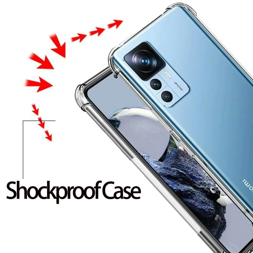 DL3 Mobilak Clear TPU Protective Case for Xiaomi 12 T / 12T Pro with Camera Protection and Shockproof Design - Clear