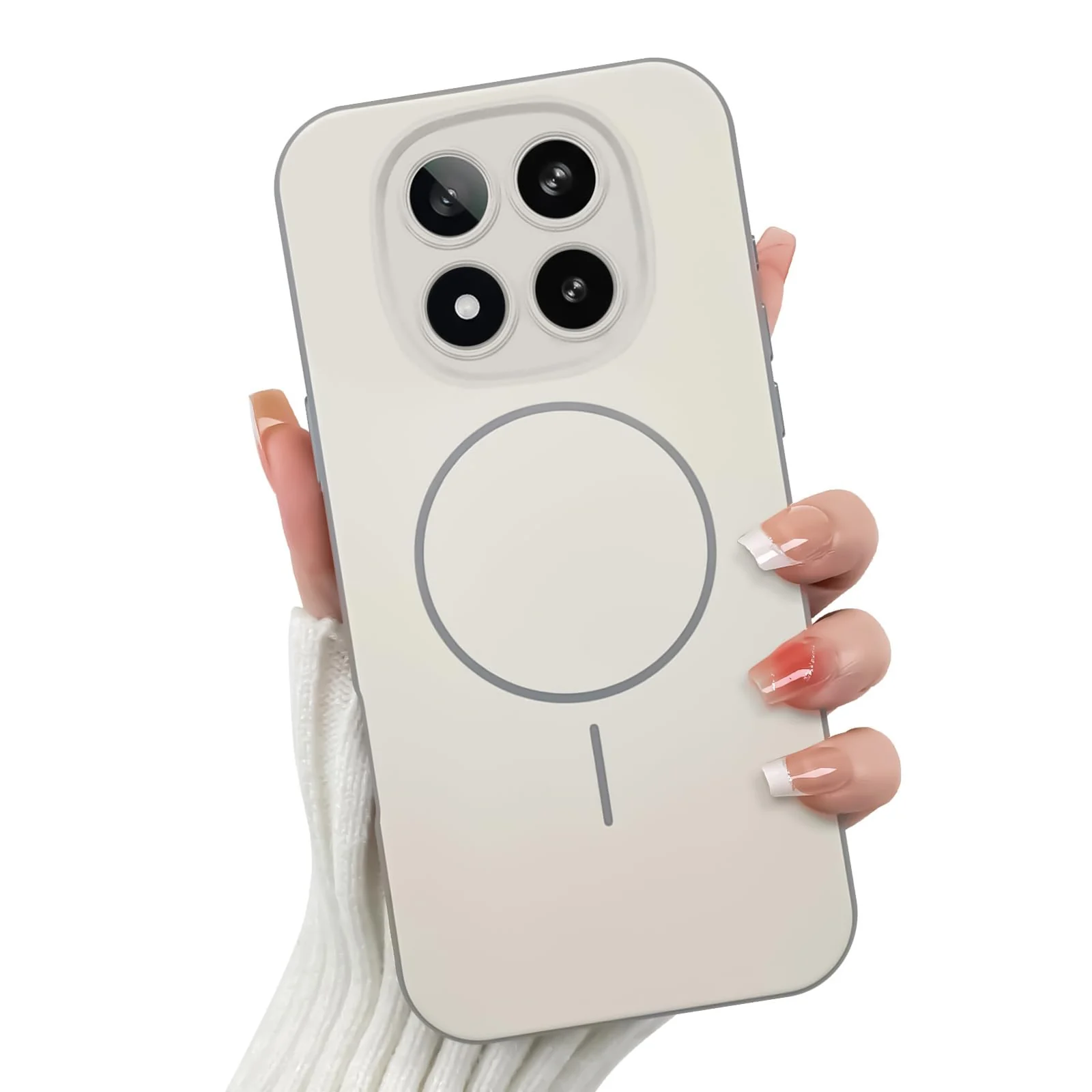 DL3 Mobilak Case For Xiaomi Redmi Note 14 Pro 4G Slim Design [Not Compatible with MagSafe] Soft Silicone Case Flexible TPU Anti-Scratch Protective Cover with Full Camera Protection - Off-White