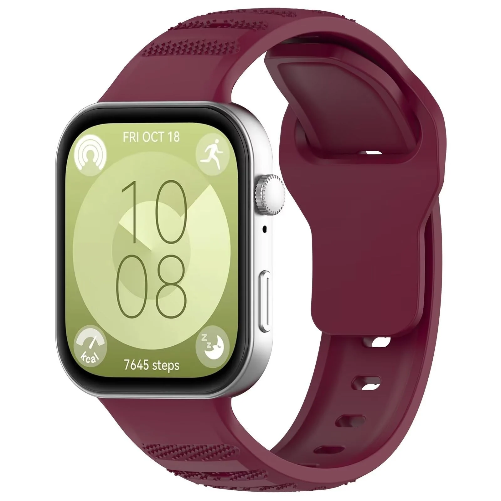 DL3 Mobilak Compatible with Huawei Watch Fit 3 / Fit 4 / Fit 4 Pro Breathable Silicone Sport Wristband, Soft Textured Design, Sweat-Resistant Quick Release Adjustable Watch Strap - Wine Red