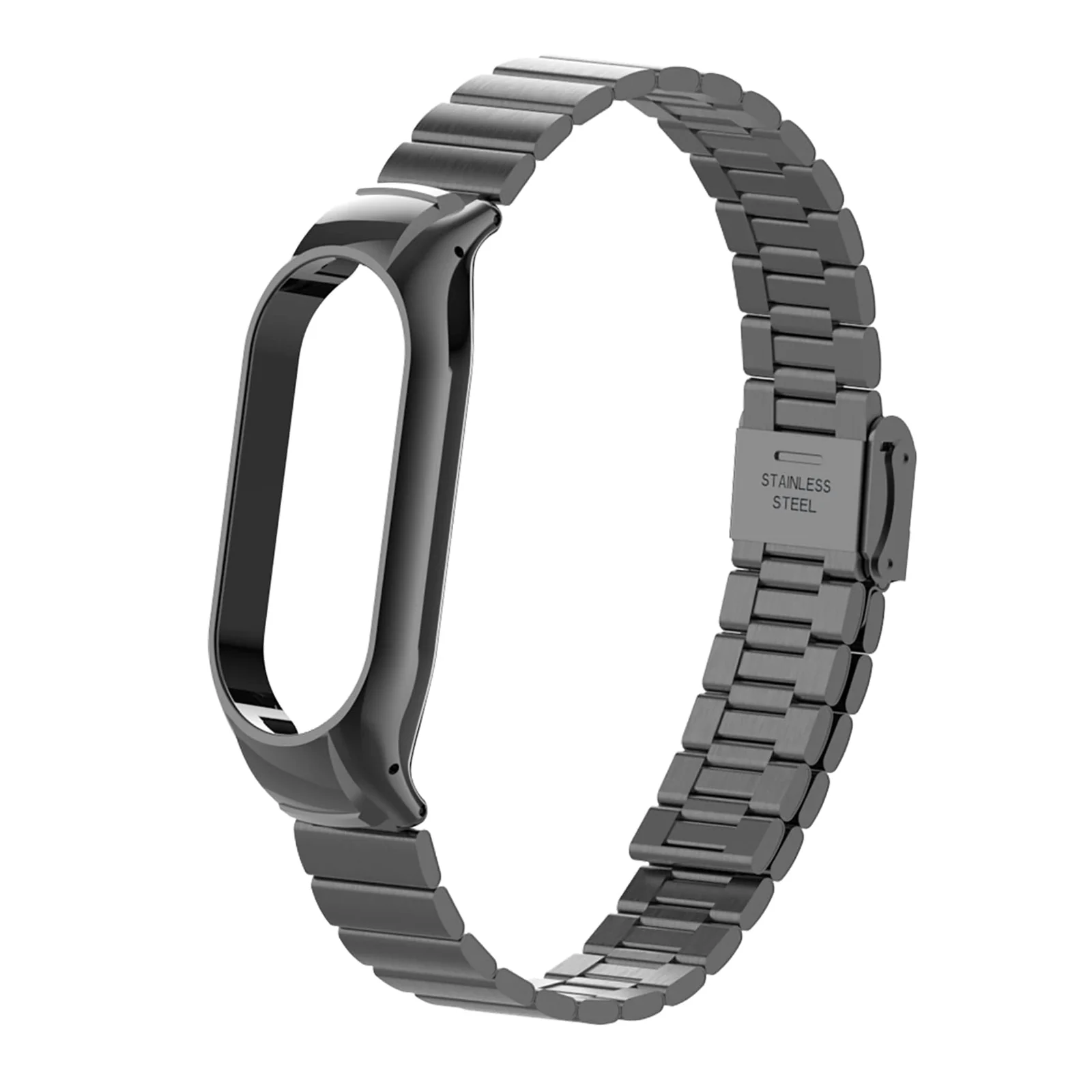 DL3 Mobilak Mi Band 6 Mi Band 5 Strap for Xiaomi Mi Band 5 6, Stainless Steel Watch Band Metal Replacement Bracelet Wristband for M5 M6 - Black