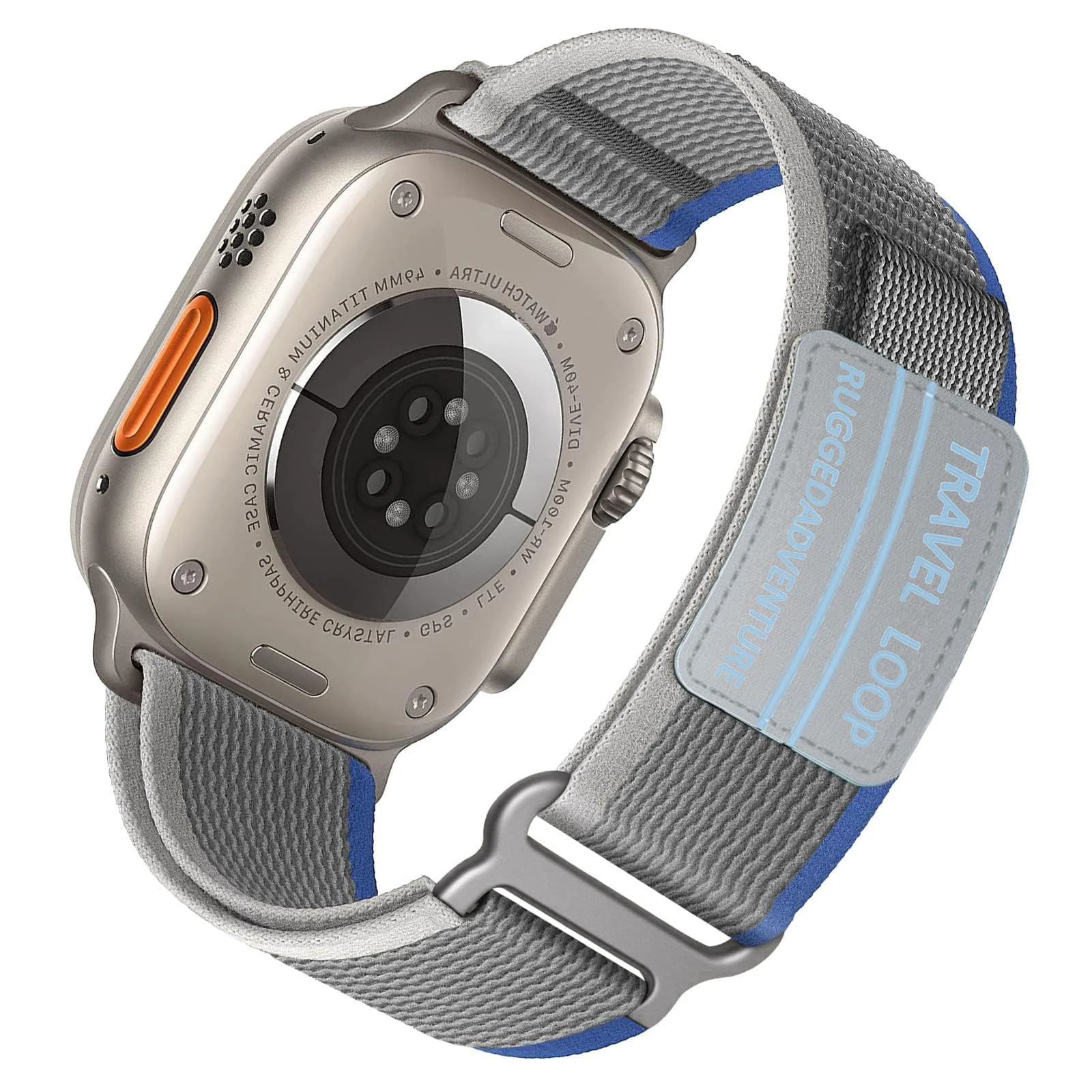 DL3 Mobilak Trail Loop Strap for Apple Watch Ultra Band 49mm 45mm 44mm 42mm iWatch Ultra Band Men Women, Rugged Sport Strap Soft Nylon Wristband for iWatch Ultra 2 Bands Series 9 8 7 6 5 4 3 2 1 SE - A.Blue Grey