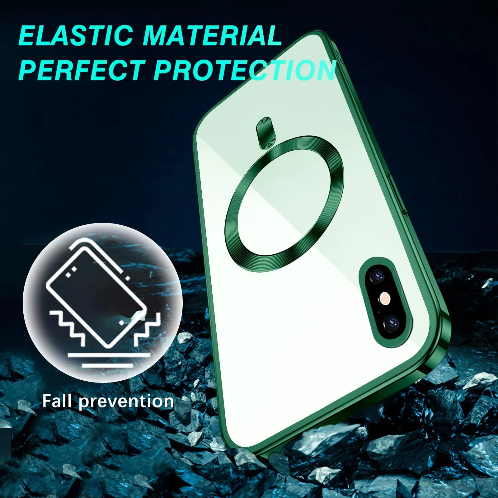 DL3 Mobilak Clear TPU Case for iPhone X / iPhone XS [Compatible with, Compatible with MagSafe accessories, Camera protection, Transparent design - Green