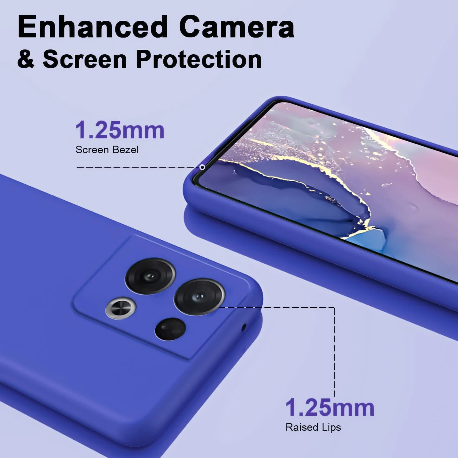 DL3 Mobilak OPPO Reno 8 5G Case, Soft Flexible Liquid Silicone Gel Rubber Bumper Cover, Full Body Shockproof Protective Phone Case - Light Blue