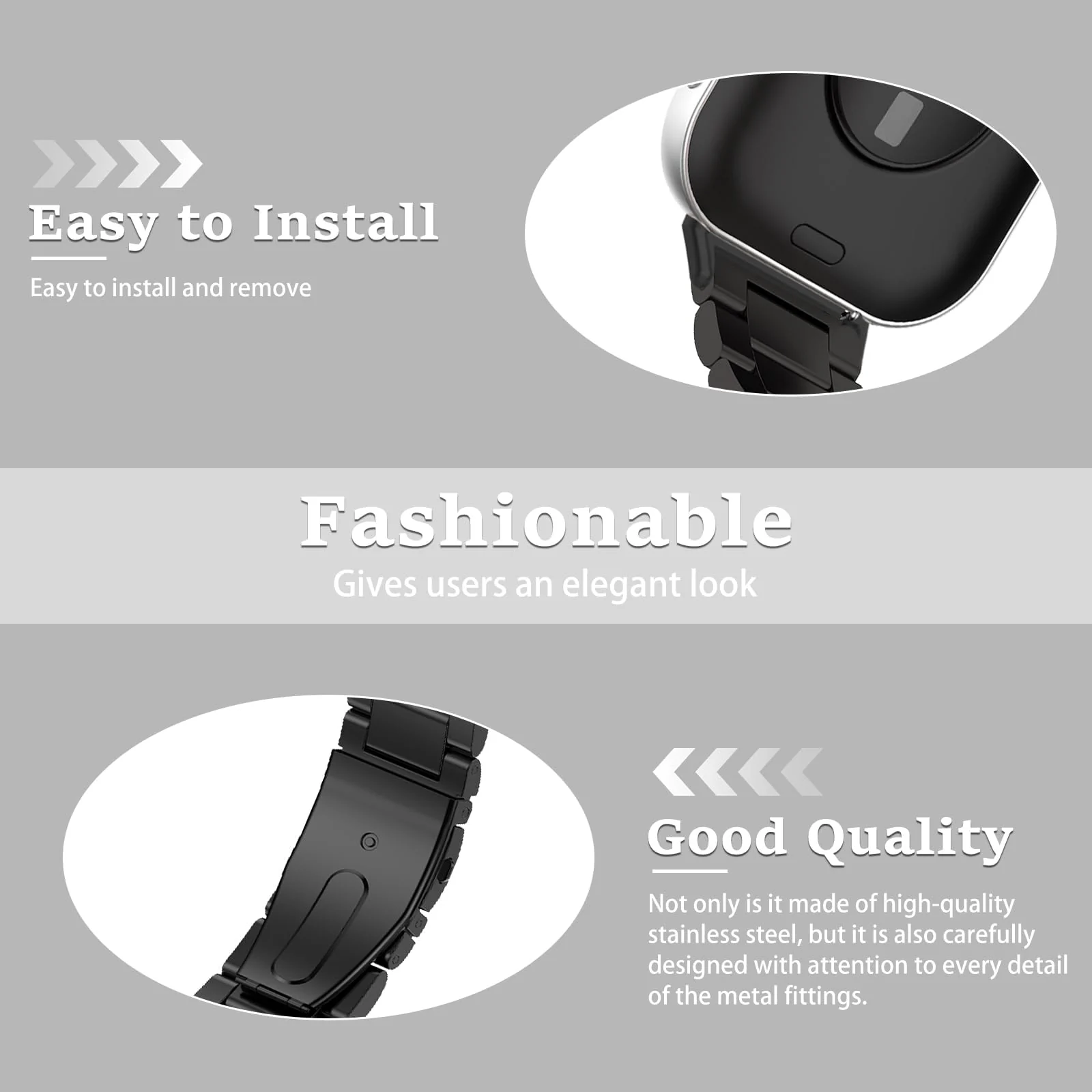 DL3 Mobilak Metal Straps Compatible with Huawei Watch Fit 3/Fit 4/Fit 4 Pro Strap, Stainless Steel Replacement Band with Folding Clasp, Adjustable Replacement Bracelet Wristband - Black