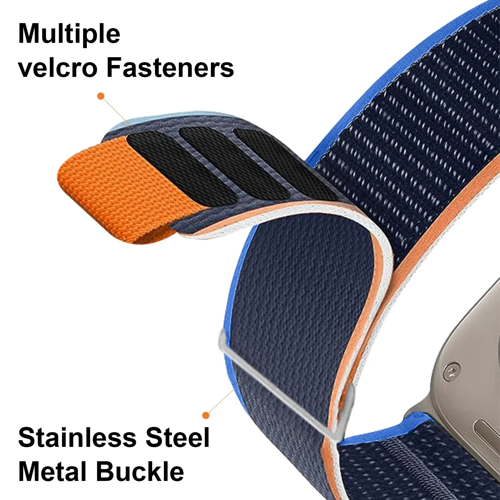 DL3 Mobilak Alpine Loop Nylon Strap Compatible with Apple Watch Band 38mm 40mm 41mm Men Women, Rugged Alpine Loop Nylon Sport Bands with Titanium C-Hook Stap for iWatch Series SE2 SE 9 8 7 6 5 4 3 2 1 - Trail Blue Orange