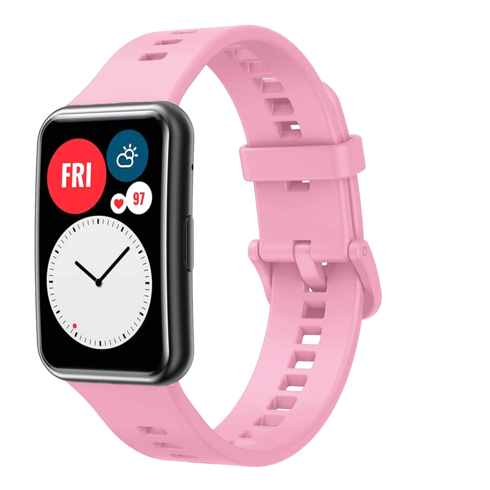 DL3 Mobilak Silicone Strap for Huawei Watch Fit, Soft Band Ultra-Light Waterproof Durable Adjustable Replacement Wristband - Pink